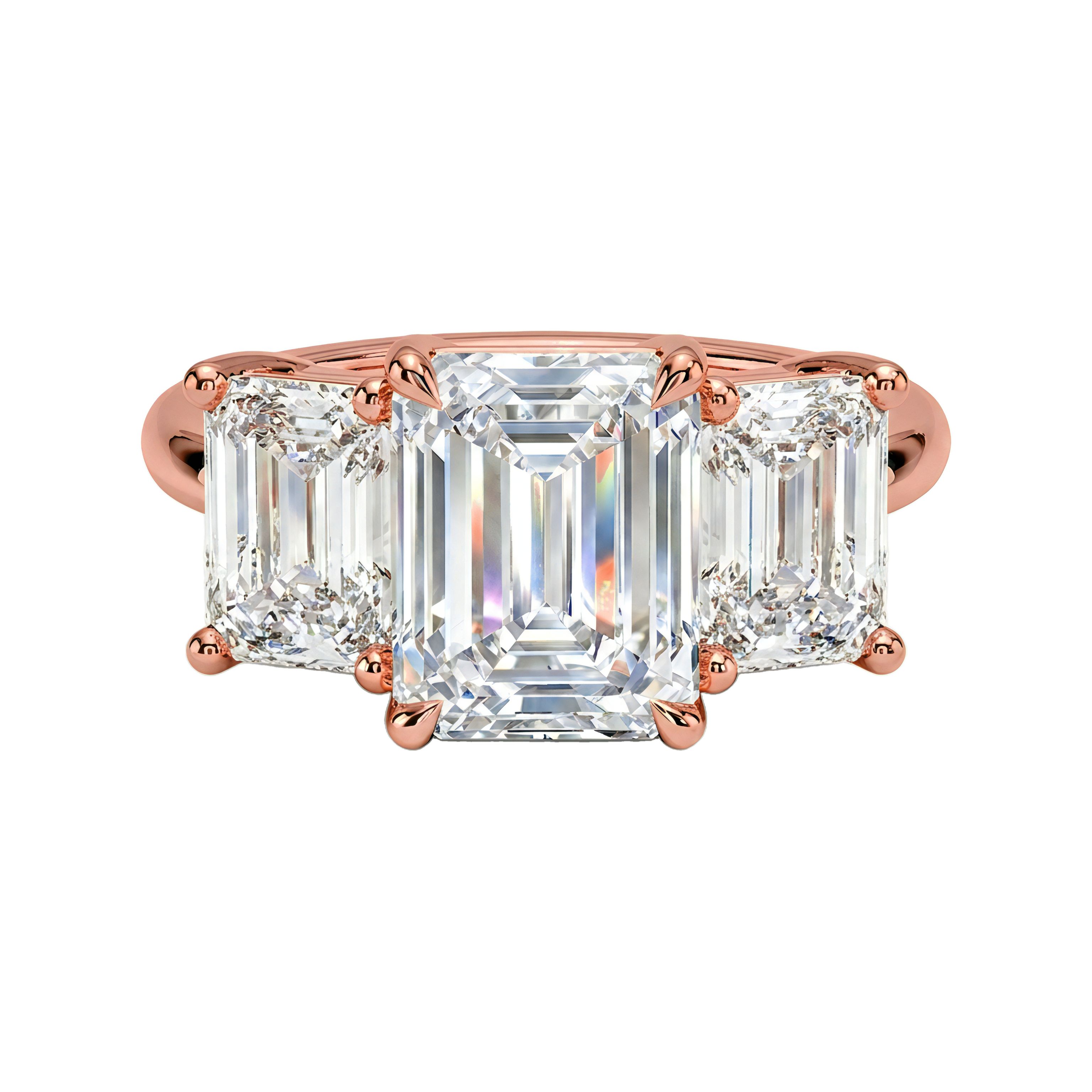 0.5 to 5 Carat Emerald Lab Grown Diamond Engagement Ring in 14K Gold
