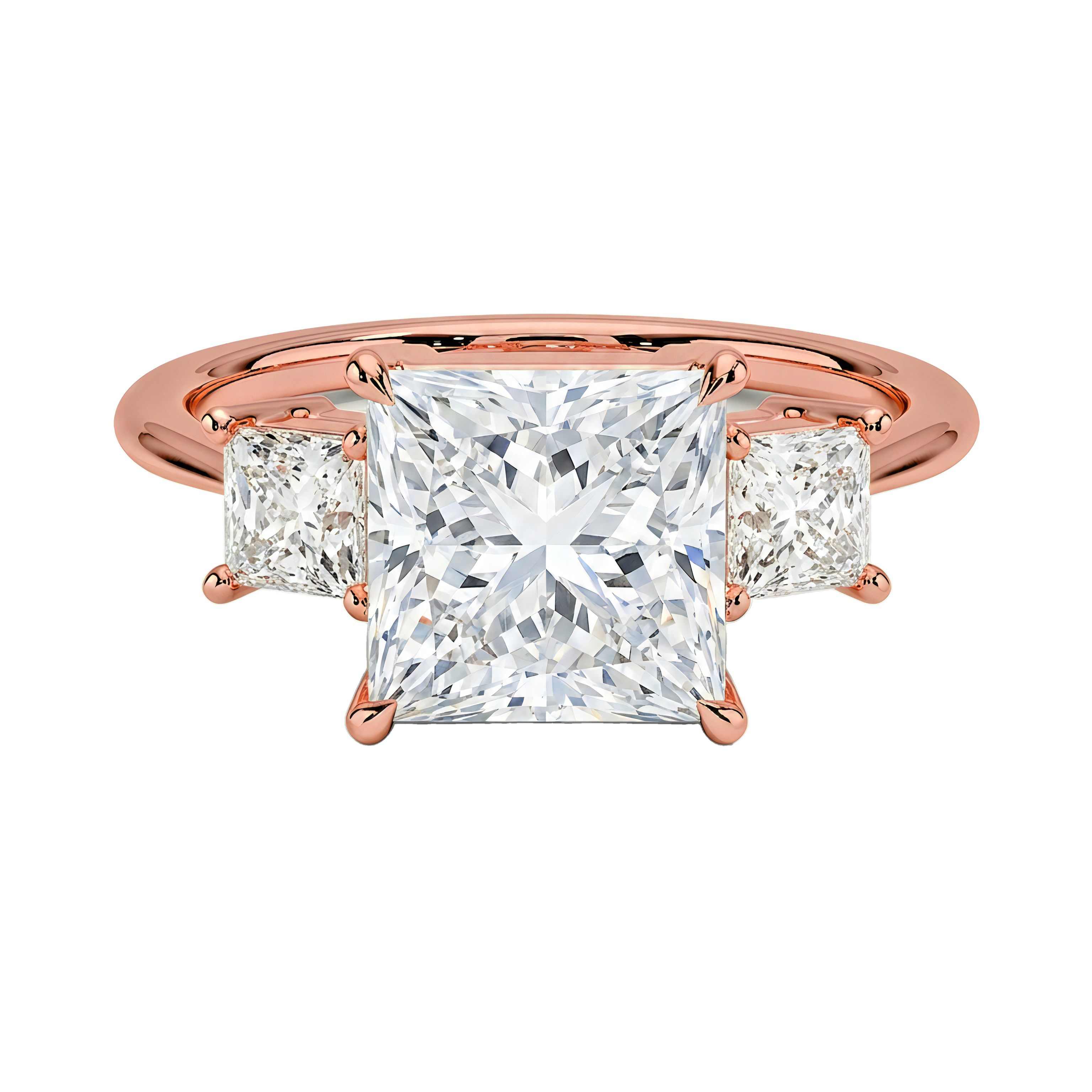 0.5 to 5 Carat Princess Lab Grown Diamond Engagement Ring in 14K Gold