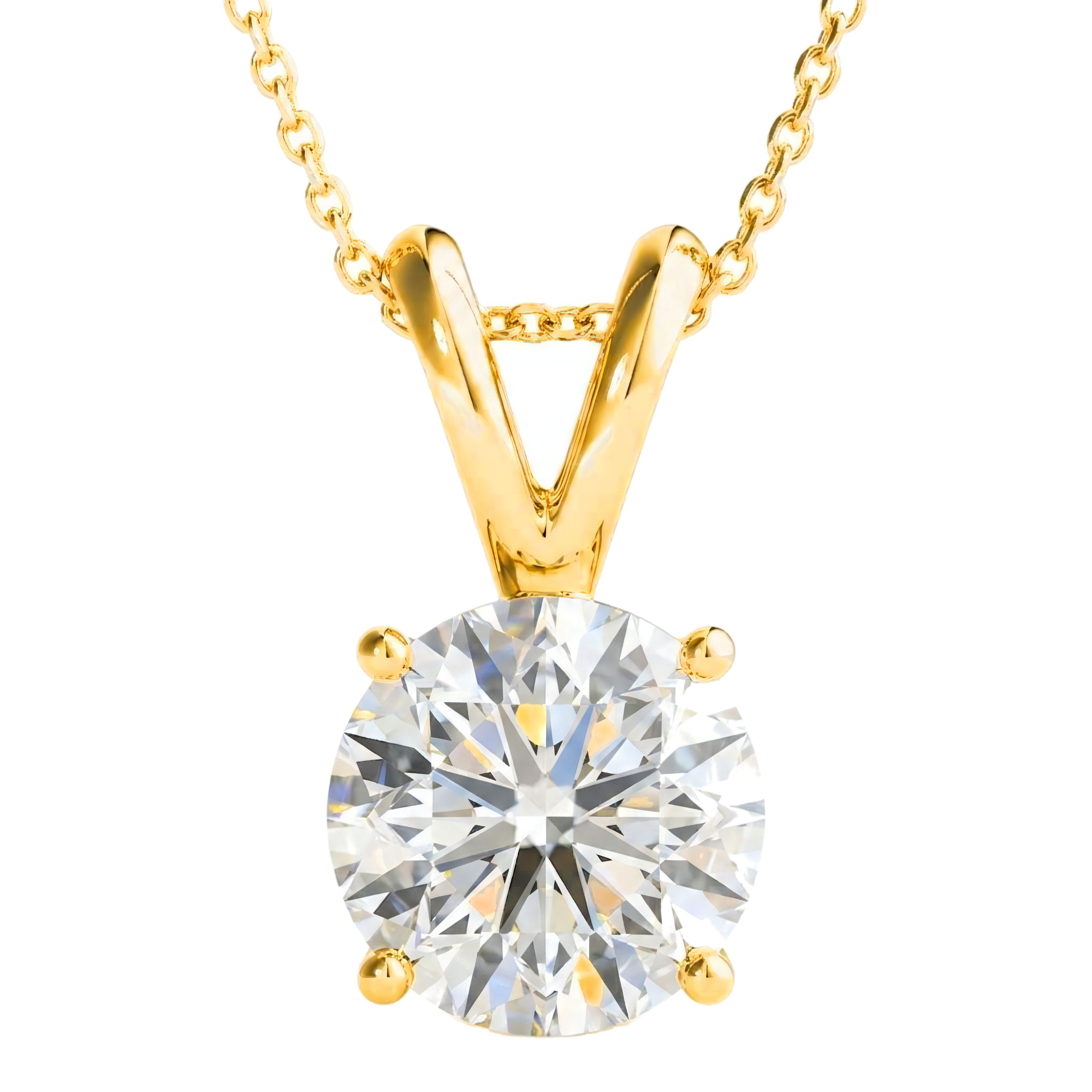 0.5 to 5 Carat Round Lab Grown Diamond Diamond Pendant in 14K Gold