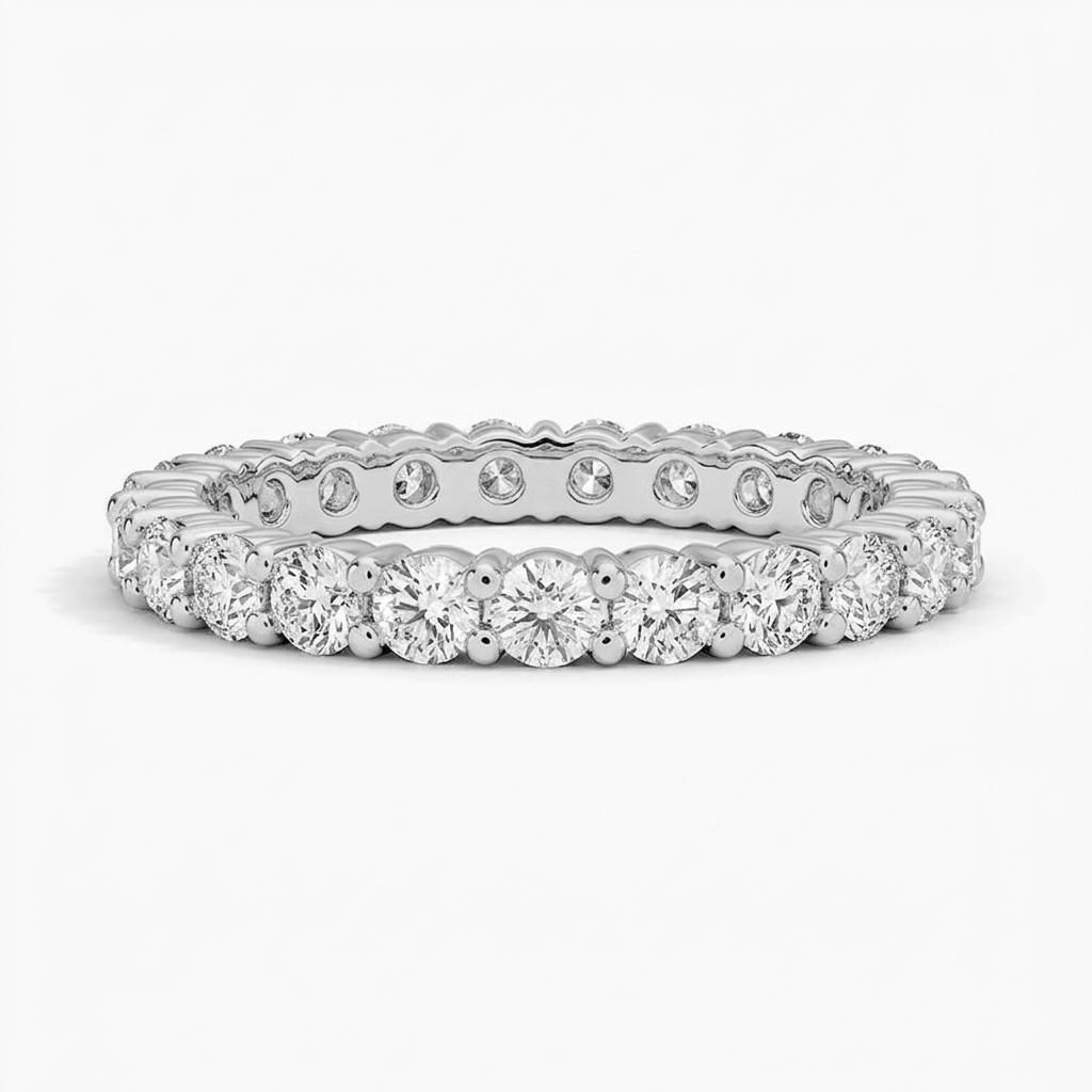 1 to 8 Carat Round Lab Grown Diamond Eternity Ring in 14K Gold