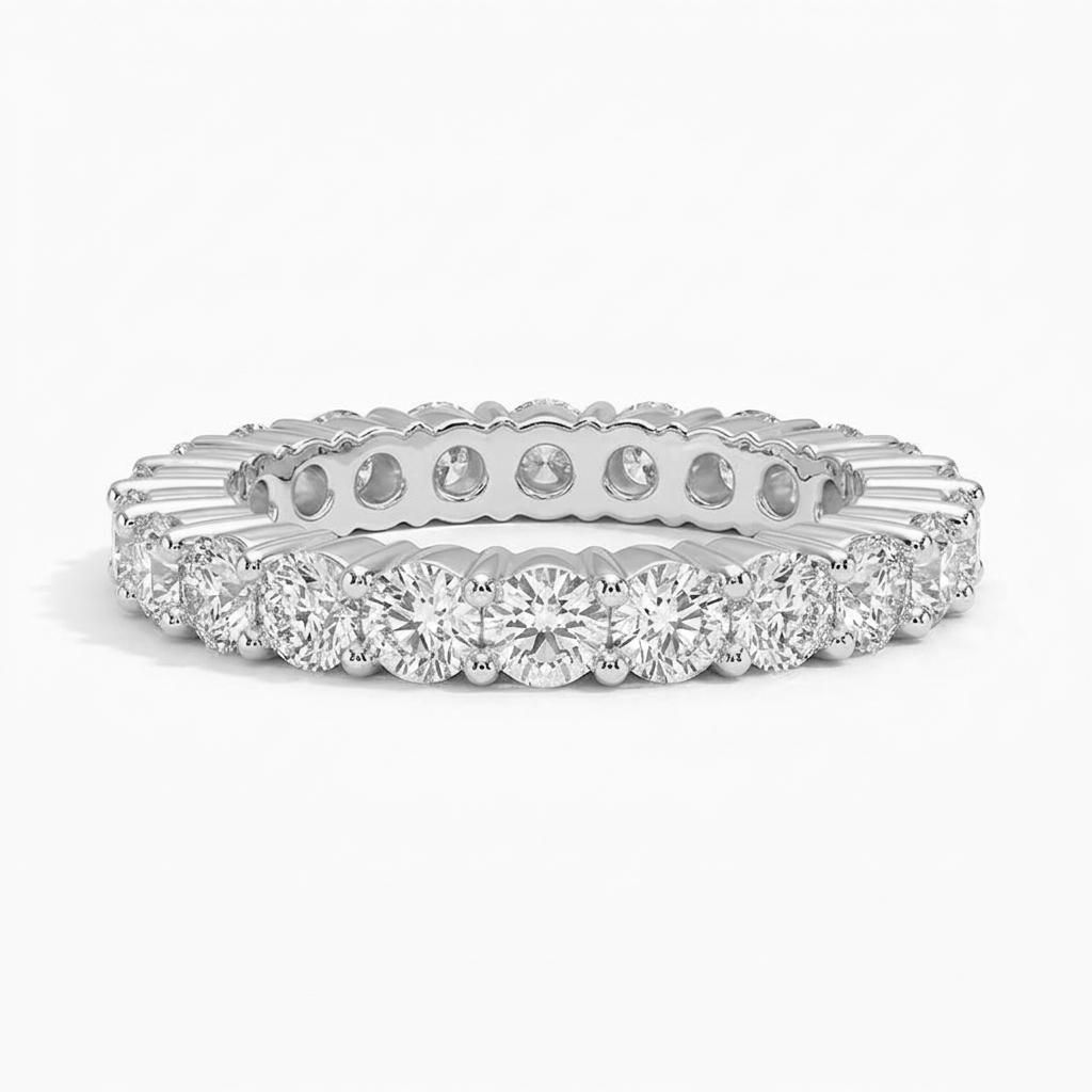 1 to 8 Carat Round Lab Grown Diamond Eternity Ring in 14K Gold