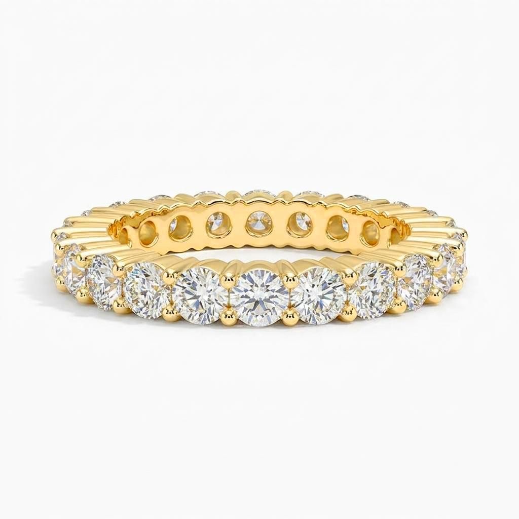 1 to 8 Carat Round Lab Grown Diamond Eternity Ring in 14K Gold