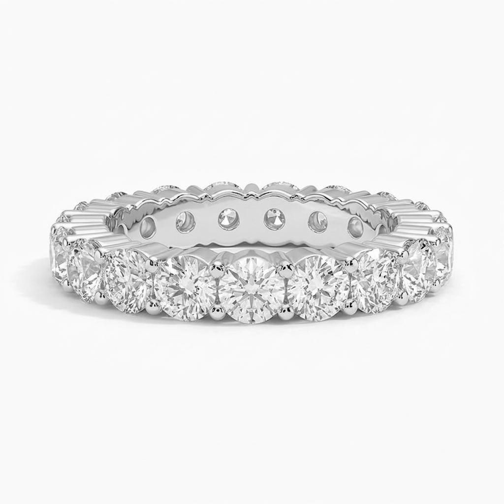 1 to 8 Carat Round Lab Grown Diamond Eternity Ring in 14K Gold