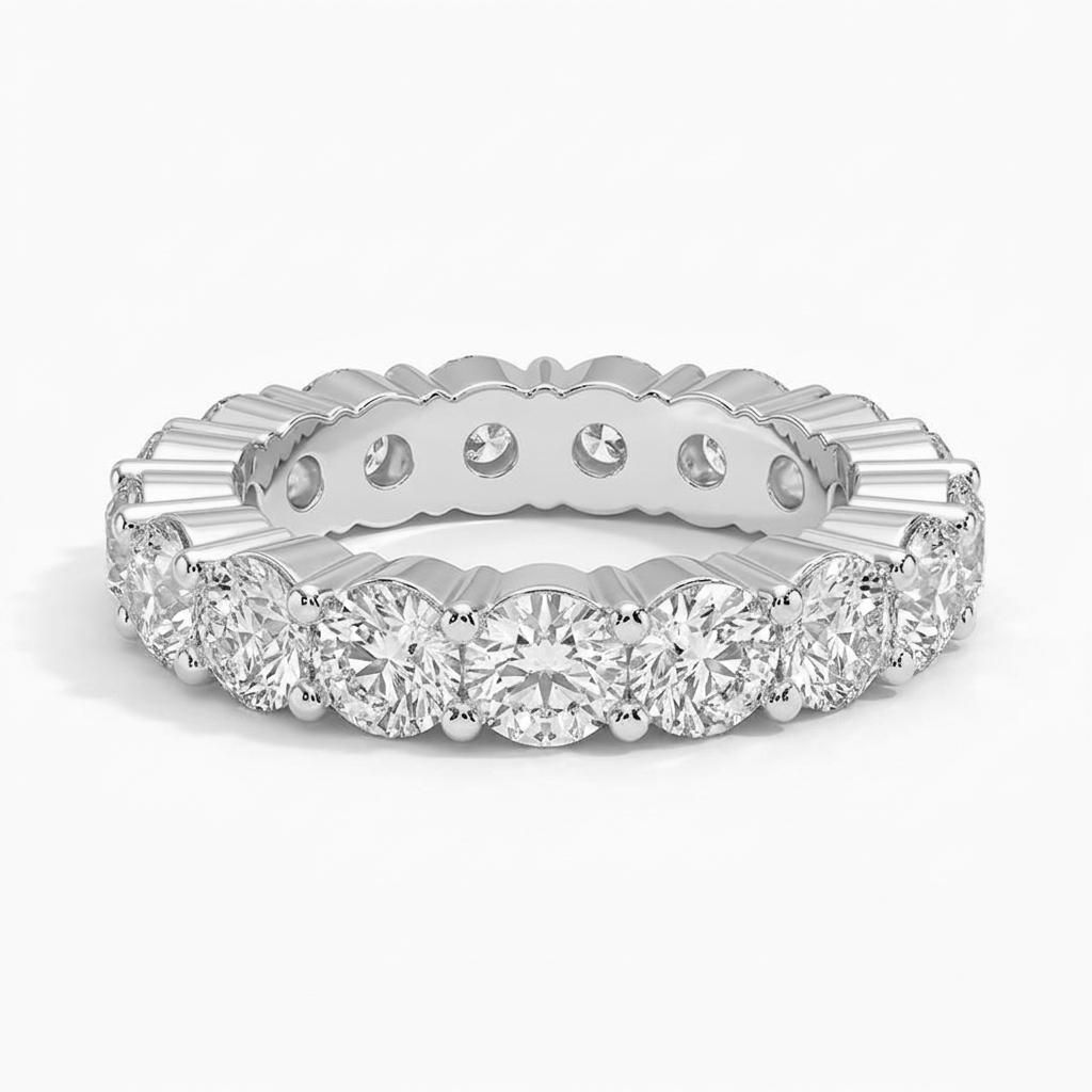 1 to 8 Carat Round Lab Grown Diamond Eternity Ring in 14K Gold