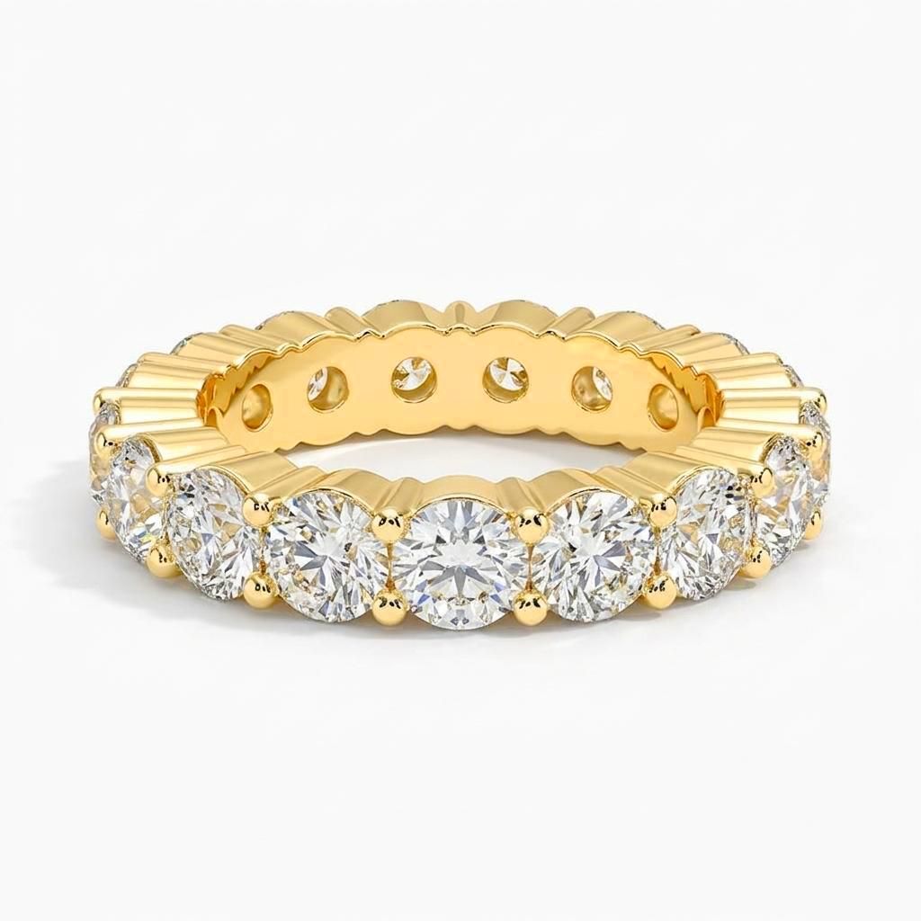 1 to 8 Carat Round Lab Grown Diamond Eternity Ring in 14K Gold