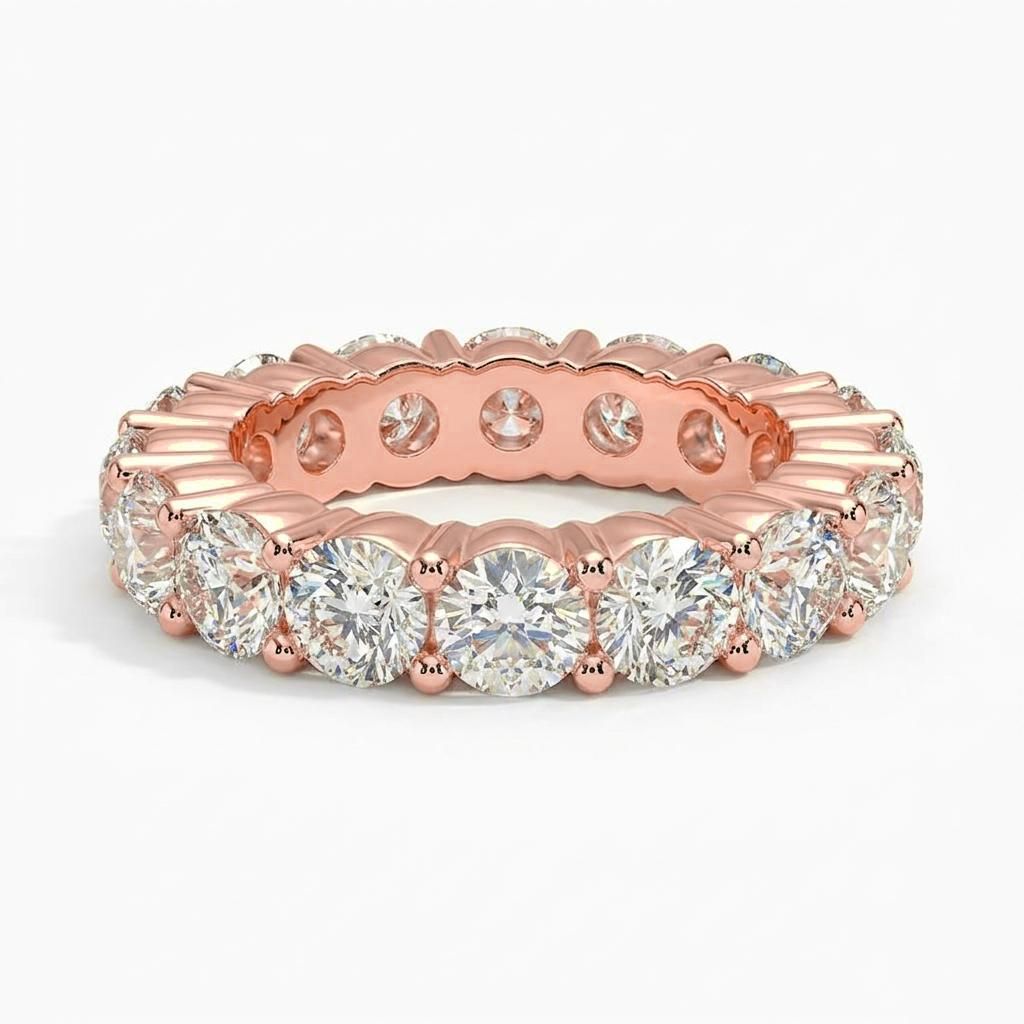 1 to 8 Carat Round Lab Grown Diamond Eternity Ring in 14K Gold