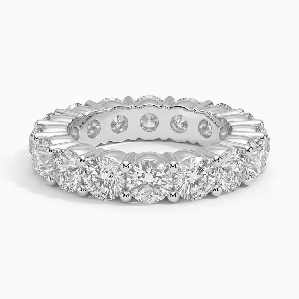 1 to 8 Carat Round Lab Grown Diamond Eternity Ring in 14K Gold