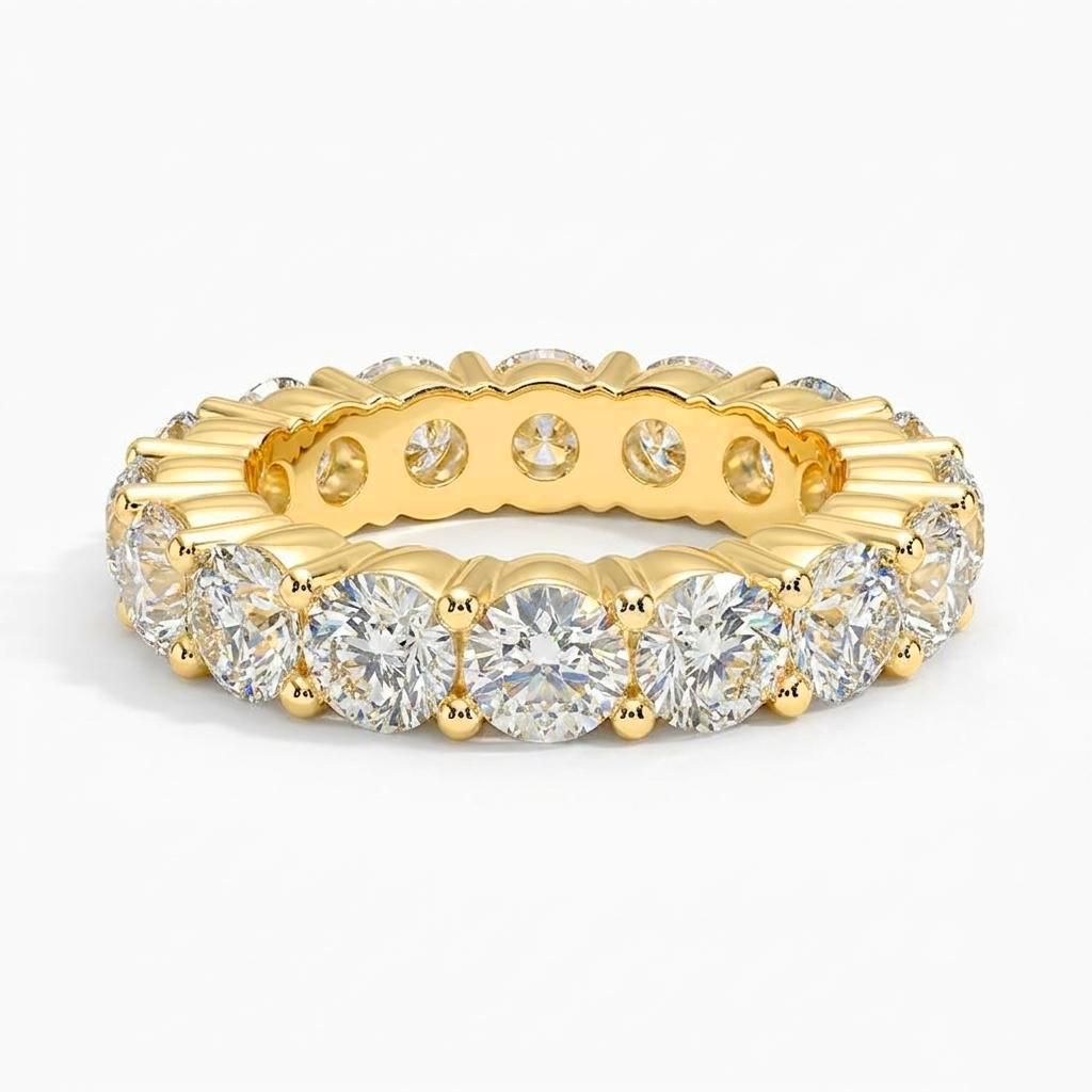 1 to 8 Carat Round Lab Grown Diamond Eternity Ring in 14K Gold