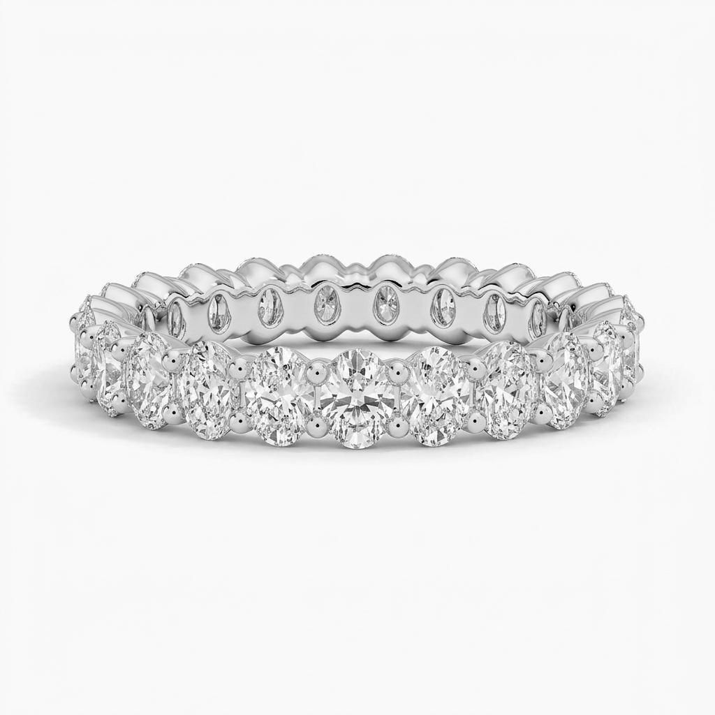 1 to 6 Carat Oval Lab Grown Diamond Eternity Ring in 14K Gold