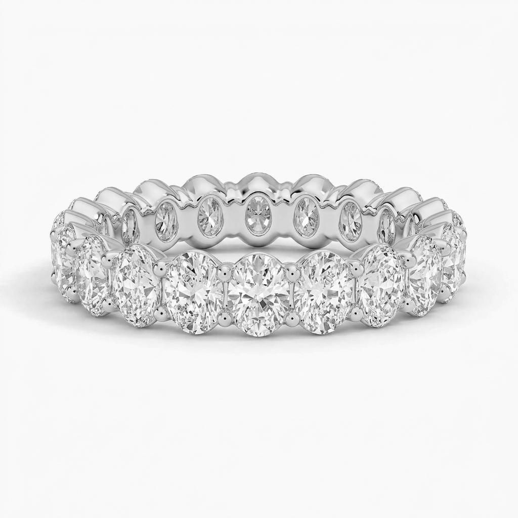 1 to 6 Carat Oval Lab Grown Diamond Eternity Ring in 14K Gold