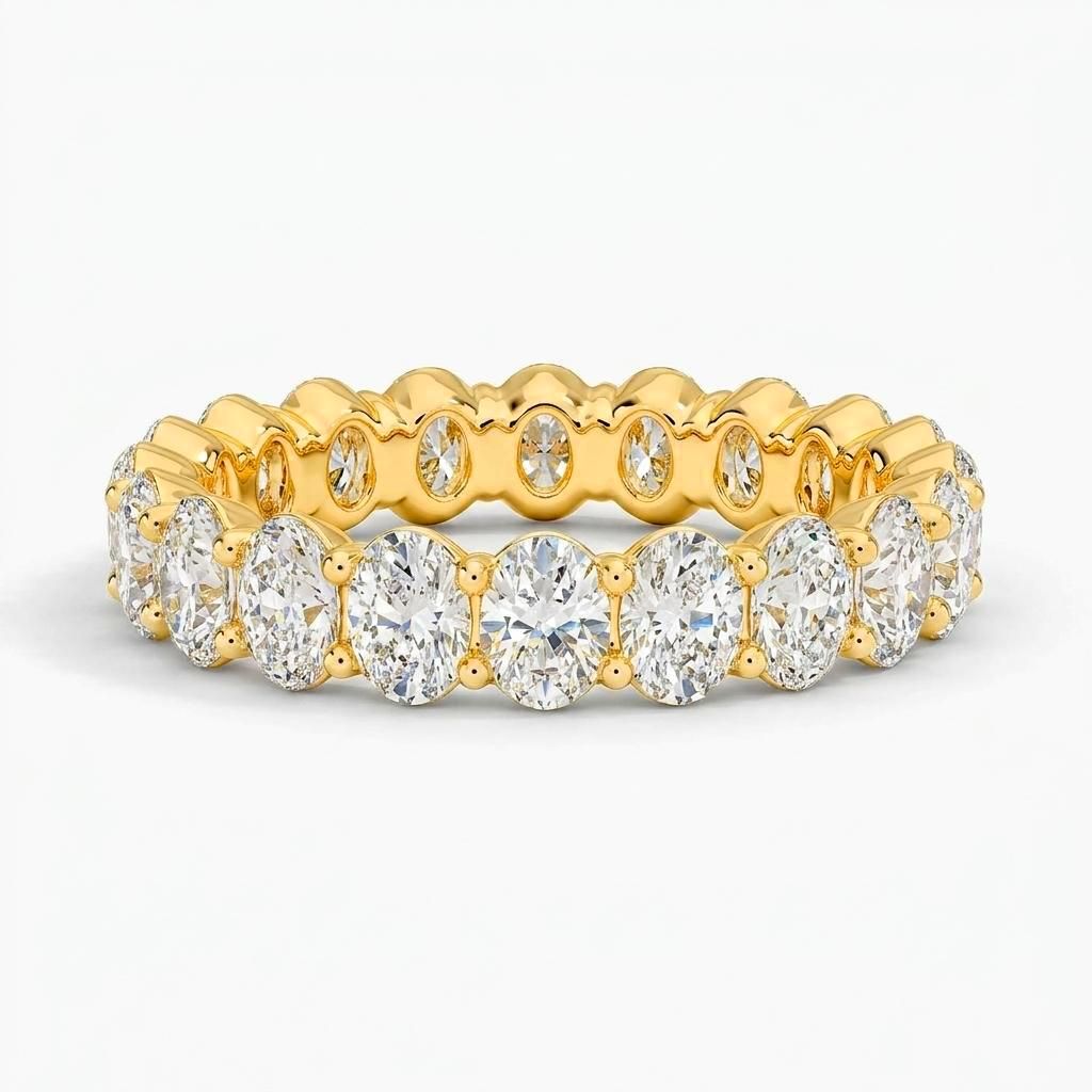 1 to 6 Carat Oval Lab Grown Diamond Eternity Ring in 14K Gold