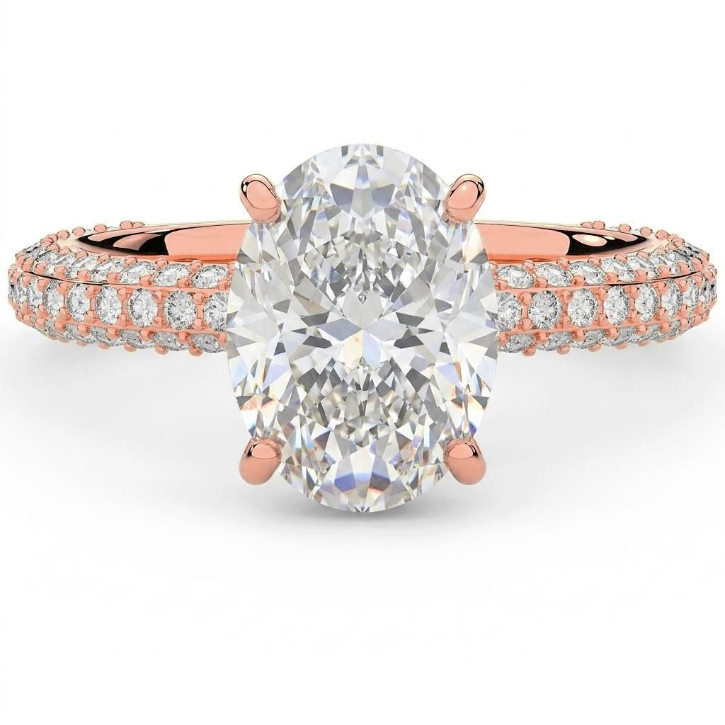1.5 to 5.5 Carat Oval Lab Grown Diamond Engagement Ring in 14K Gold - OER01