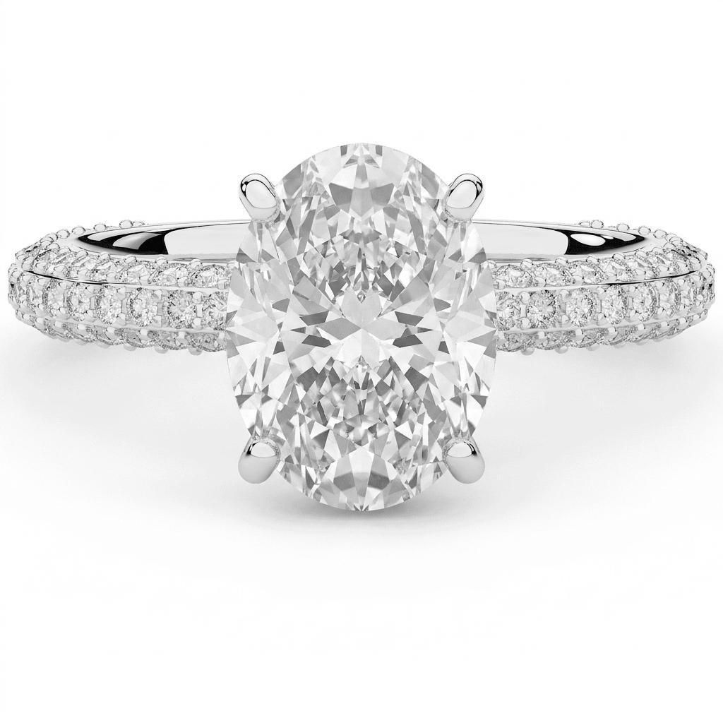 1.5 to 5.5 Carat Oval Lab Grown Diamond Engagement Ring in 14K Gold - OER01