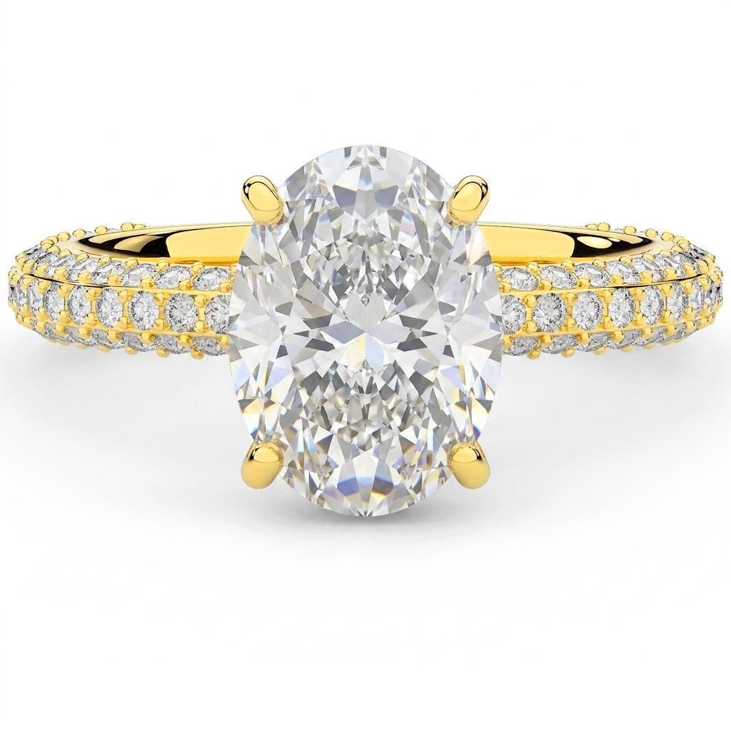 1.5 to 5.5 Carat Oval Lab Grown Diamond Engagement Ring in 14K Gold - OER01