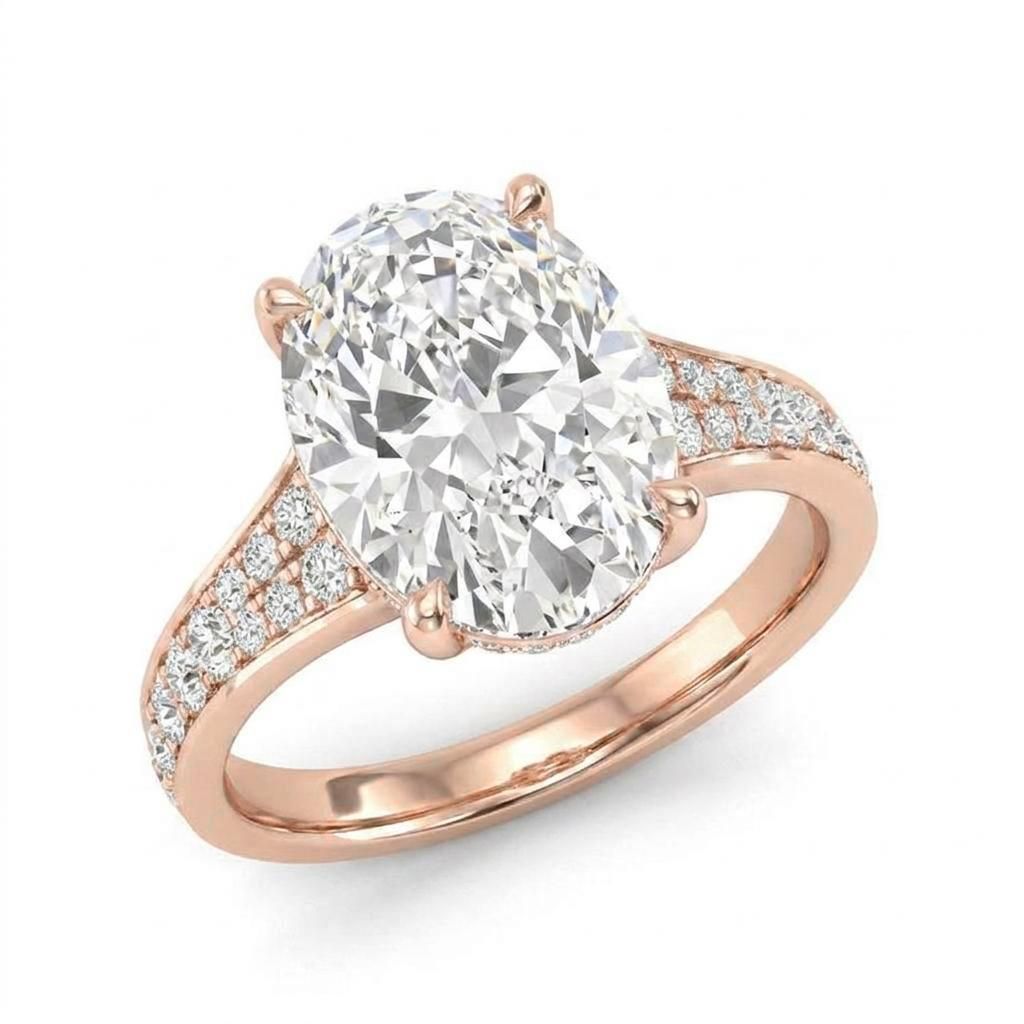 1.5 to 5.5 Carat Oval Lab Grown Diamond Engagement Ring in 14K Gold - OER02