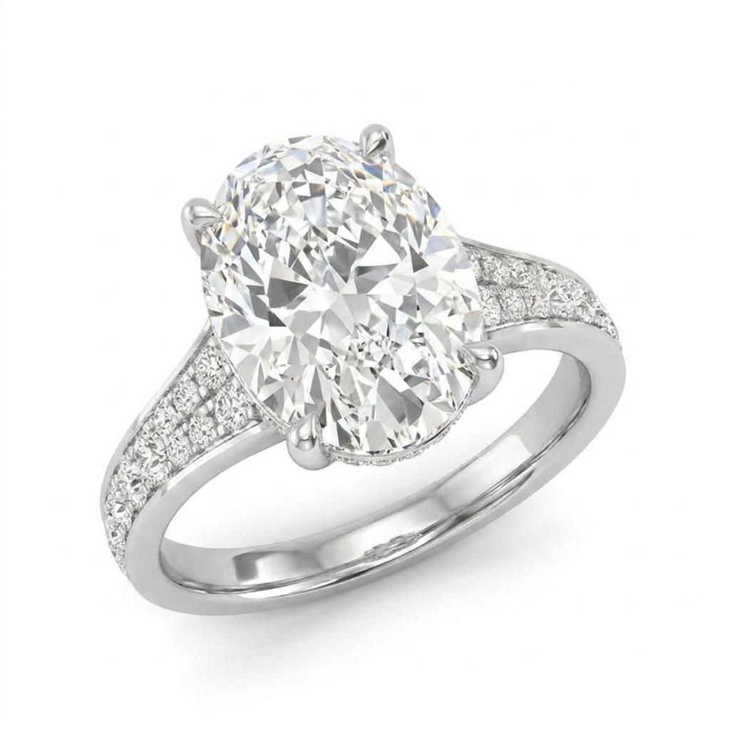 1.5 to 5.5 Carat Oval Lab Grown Diamond Engagement Ring in 14K Gold - OER02