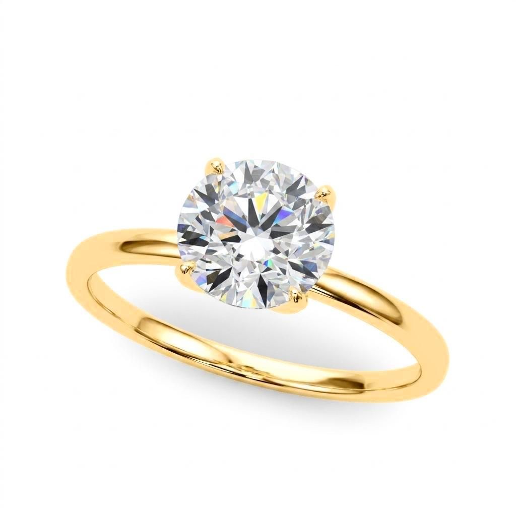 1 to 10 Carat Round Lab Grown Diamond Solitaire Engagement Ring in 14K Gold