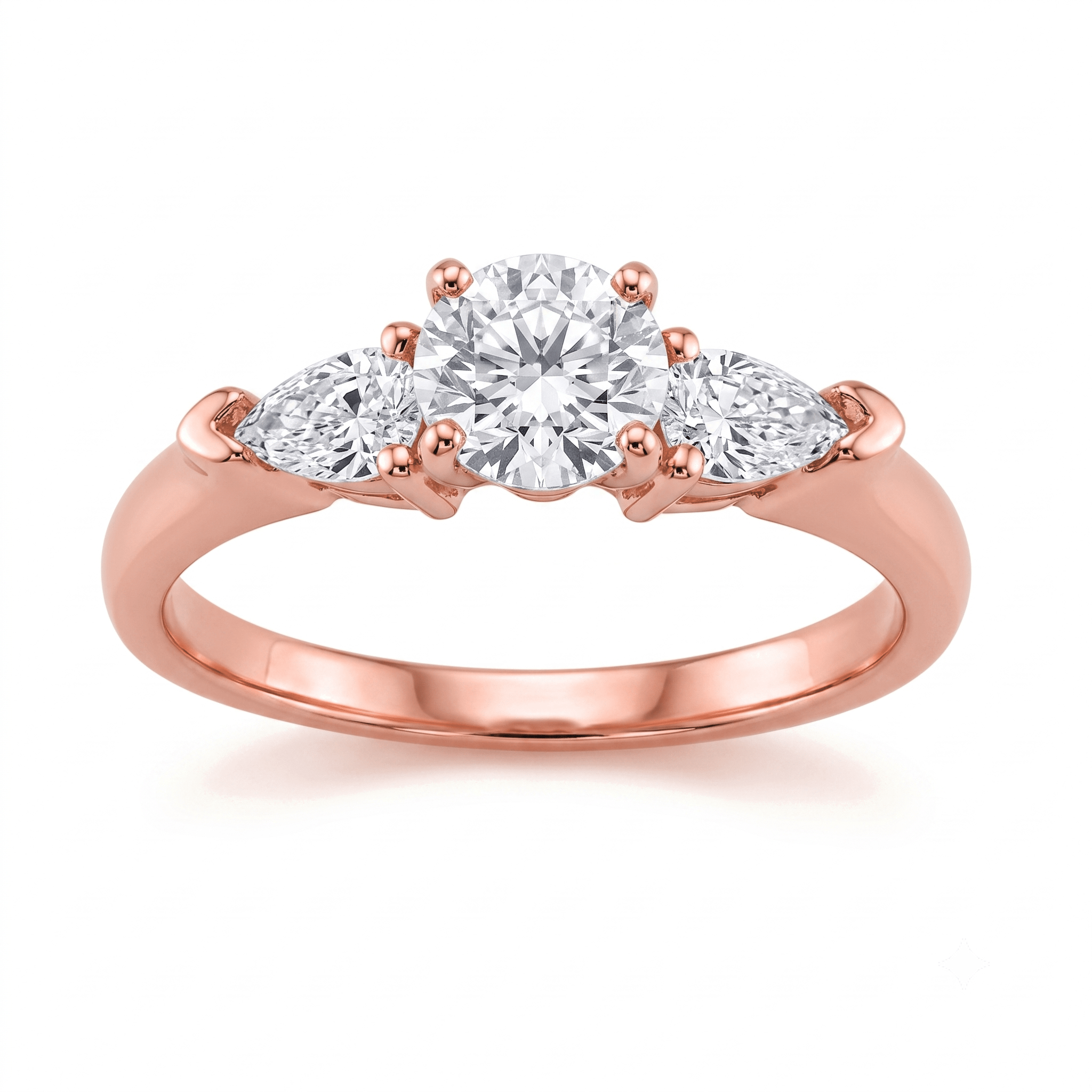 1 to 5 Carat Round Lab Grown Diamond Three-Stone Engagement Ring in 14K Gold - ENR2655X3