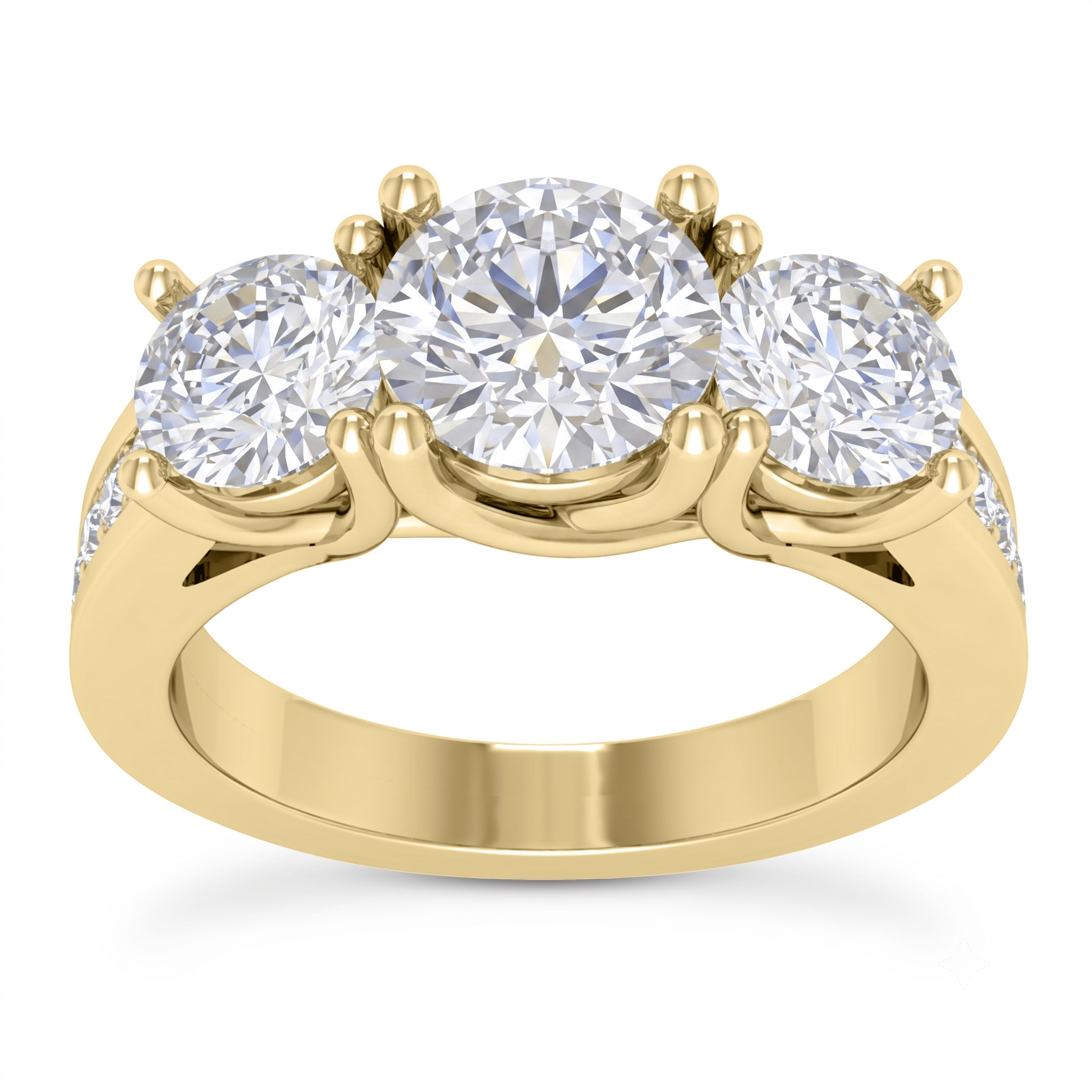 1 to 5 Carat Round Lab Grown Diamond Three-Stone Engagement Ring in 14K Gold - ENR6134