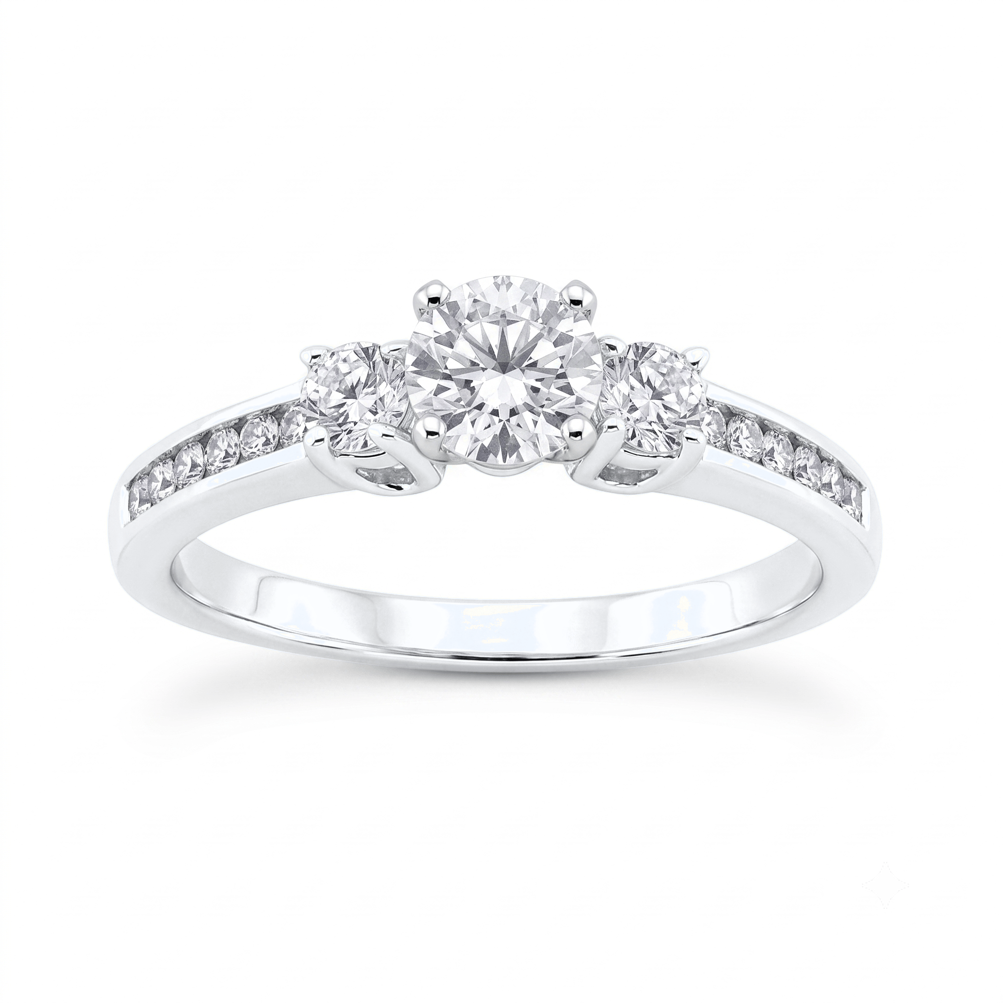 1 to 5 Carat Round Lab Grown Diamond Three-Stone Engagement Ring in 14K Gold - ENR6332