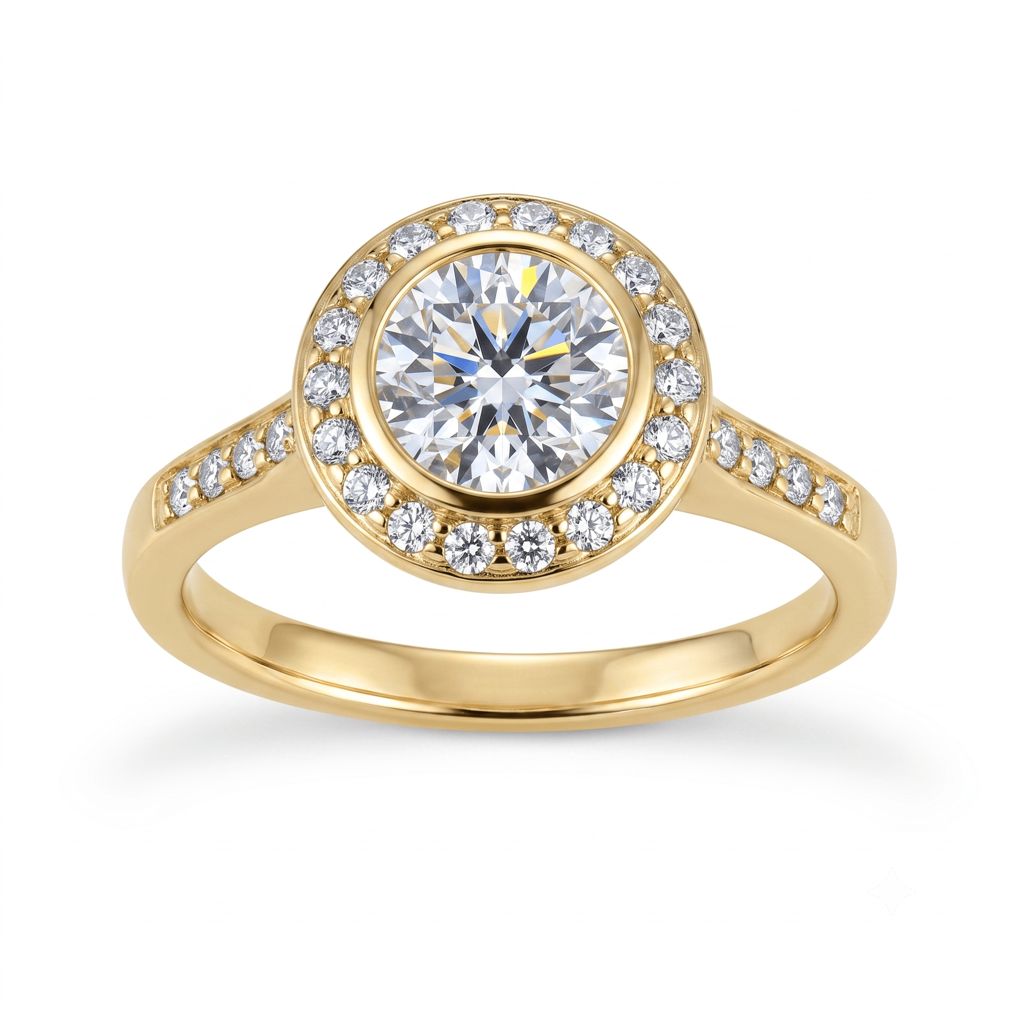 1 to 5 Carat Round Lab Grown Diamond Halo Engagement Ring in 14K Gold - ENR6407