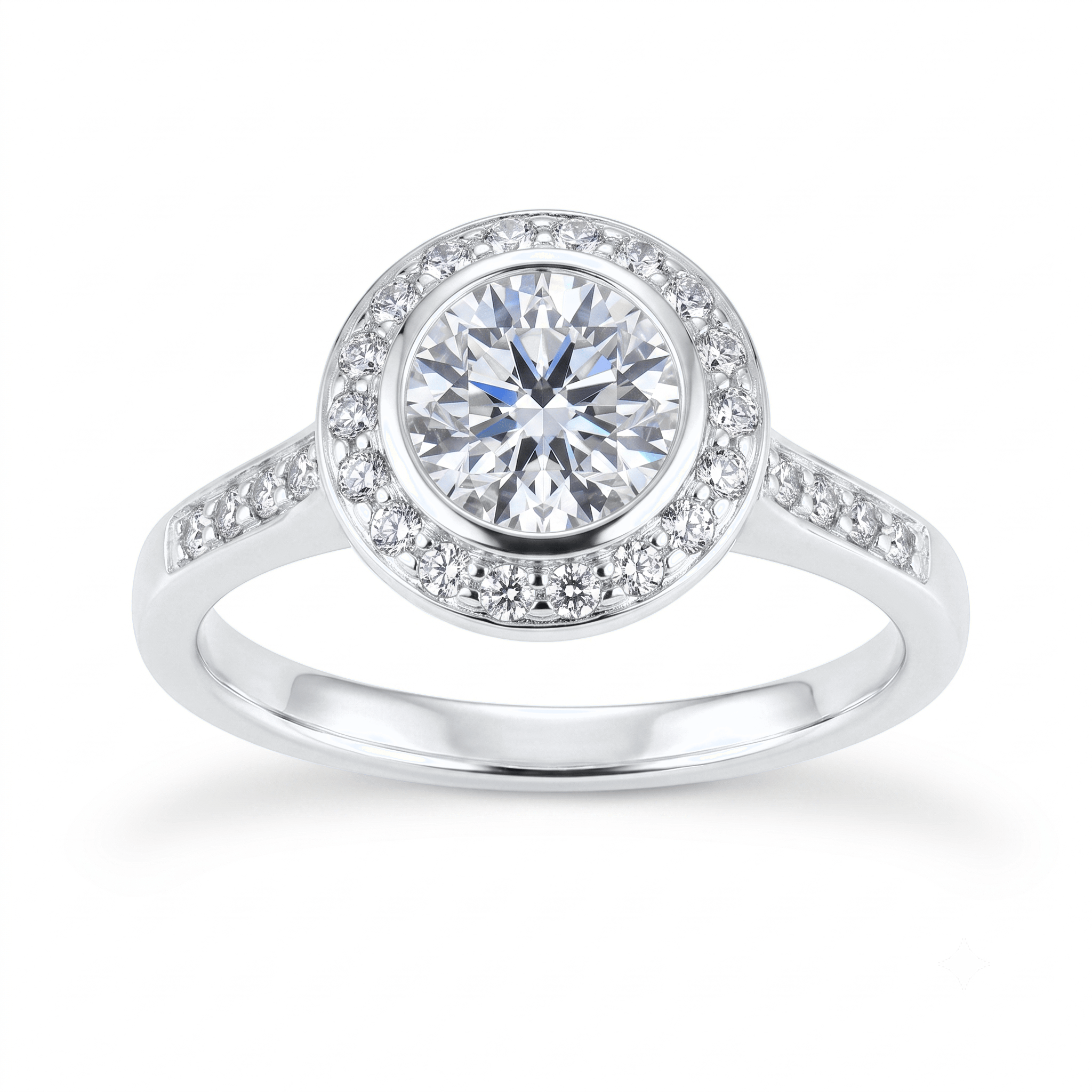 1 to 5 Carat Round Lab Grown Diamond Halo Engagement Ring in 14K Gold - ENR6407