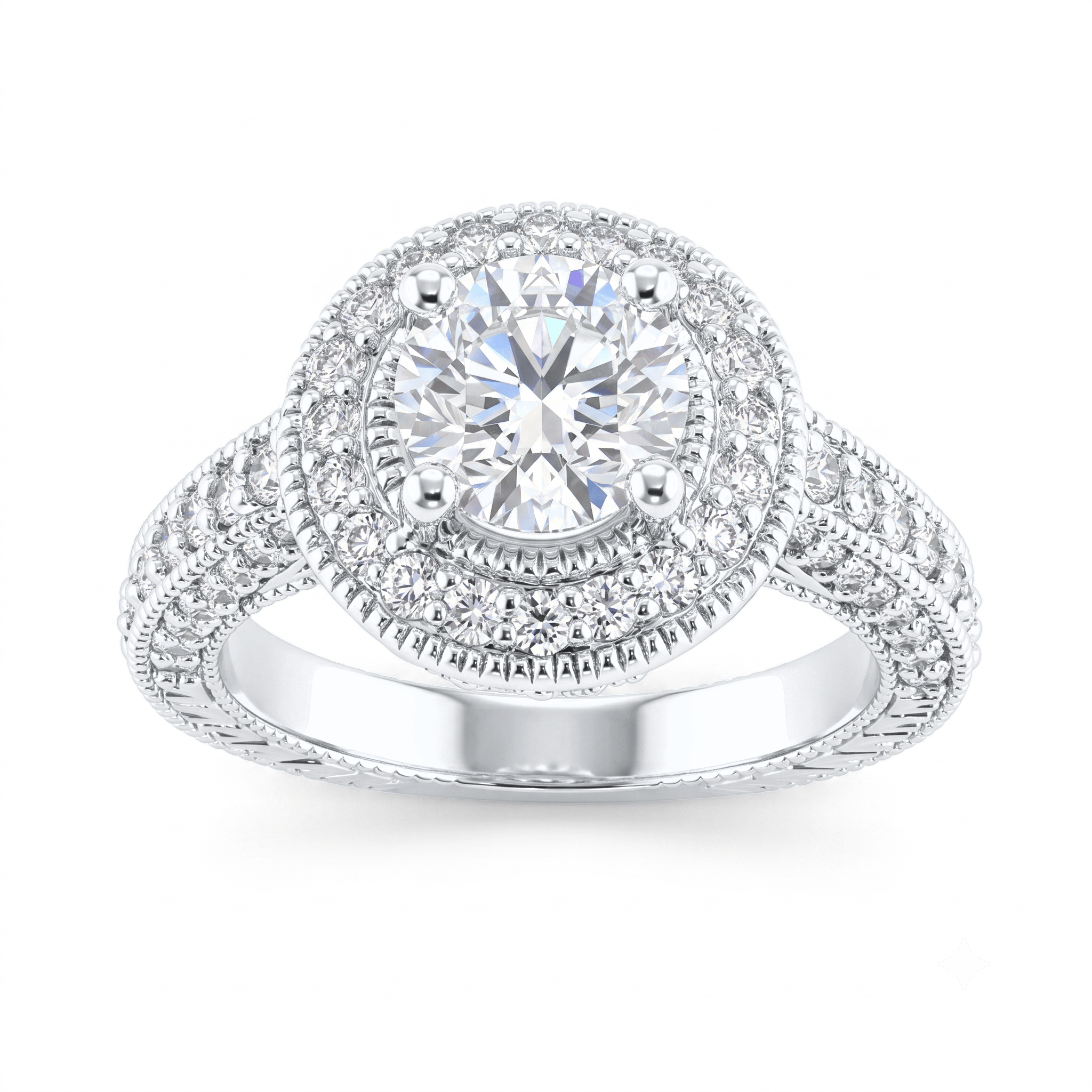 1 to 5 Carat Round Lab Grown Diamond Halo Engagement Ring in 14K Gold - ENR6535