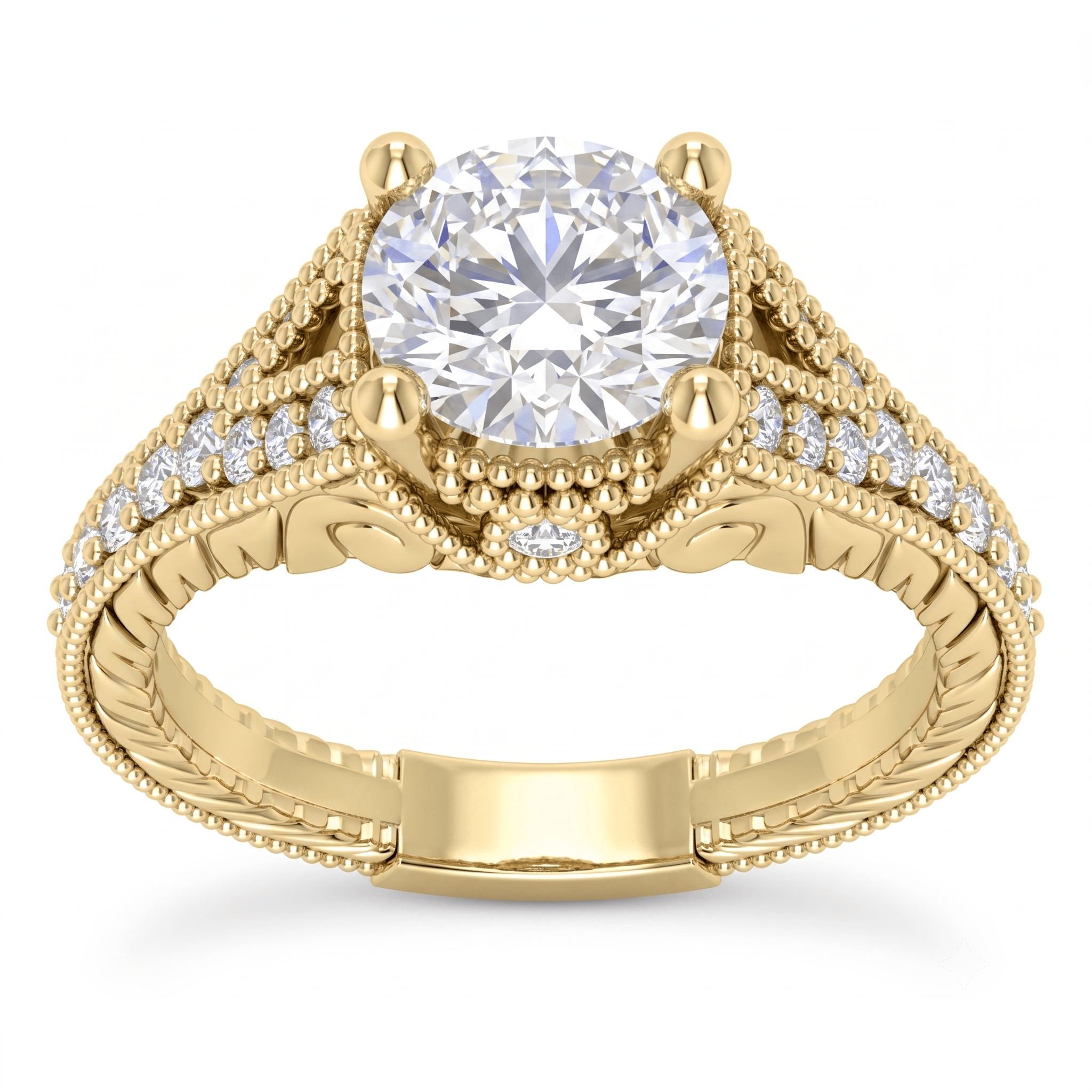 1 to 5 Carat Round Lab Grown Diamond Solitaire Engagement Ring in 14K Gold - ENR6789