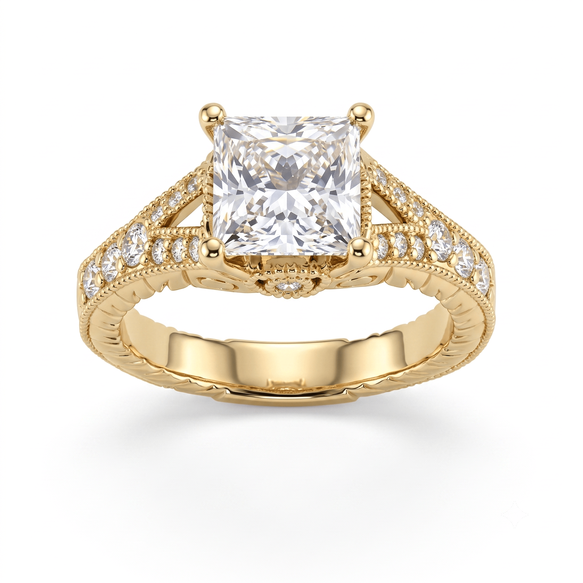 1 to 5 Carat Princess Lab Grown Diamond Solitaire Engagement Ring in 14K Gold