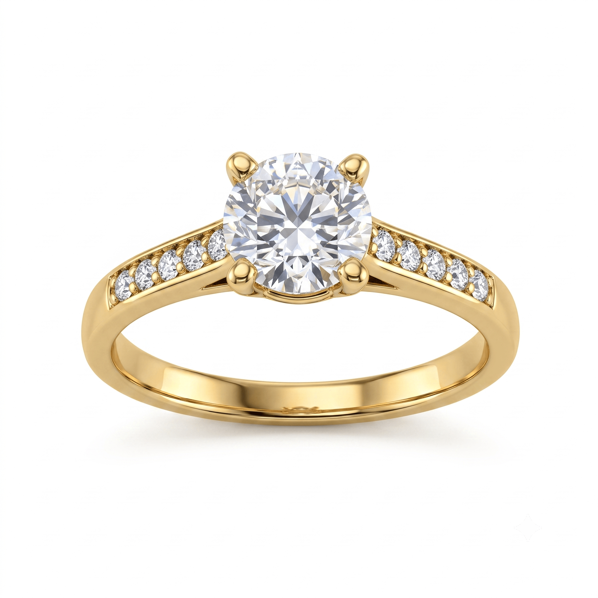 1 to 5 Carat Round Lab Grown Diamond Solitaire Engagement Ring in 14K Gold - ENR7539