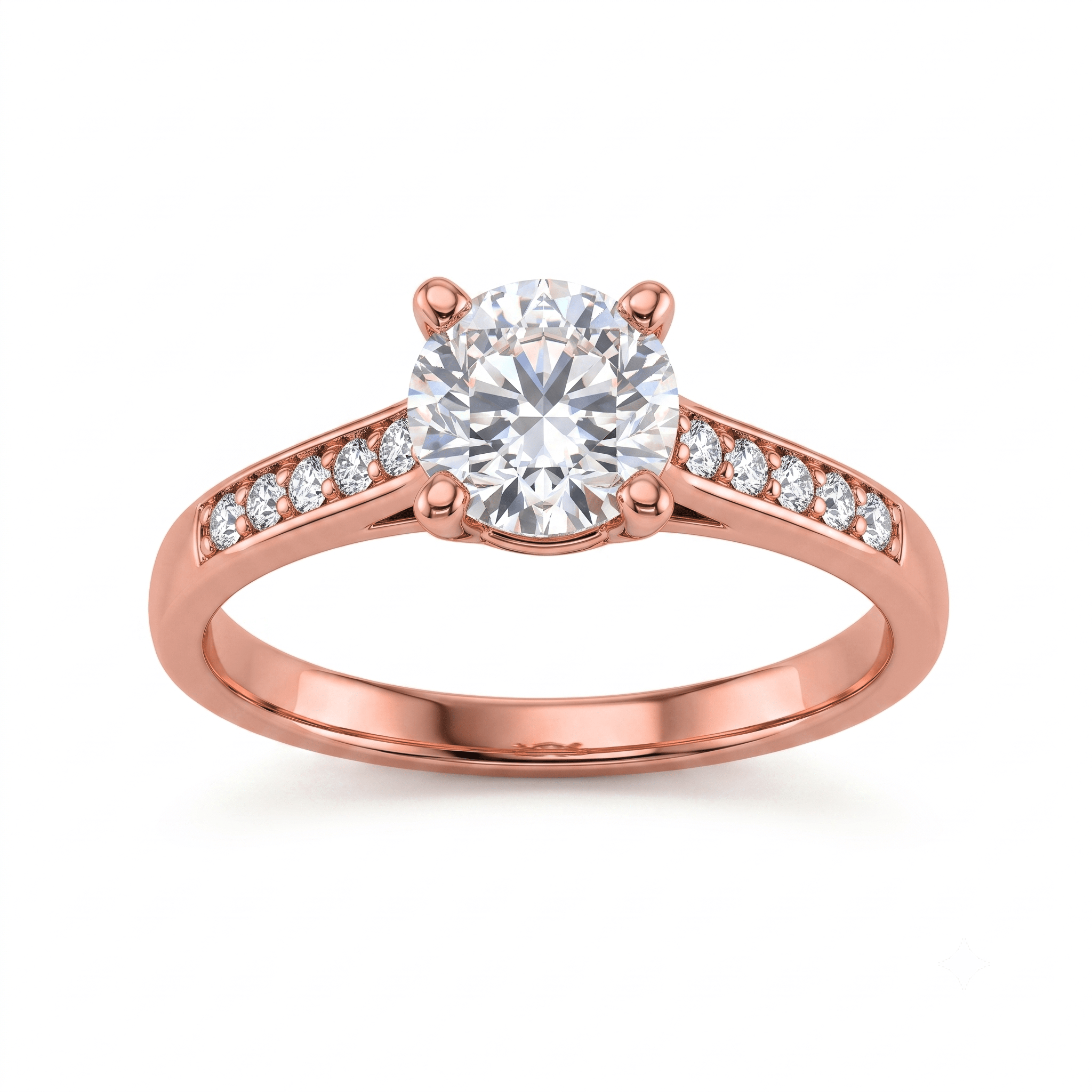 1 to 5 Carat Round Lab Grown Diamond Solitaire Engagement Ring in 14K Gold - ENR7539