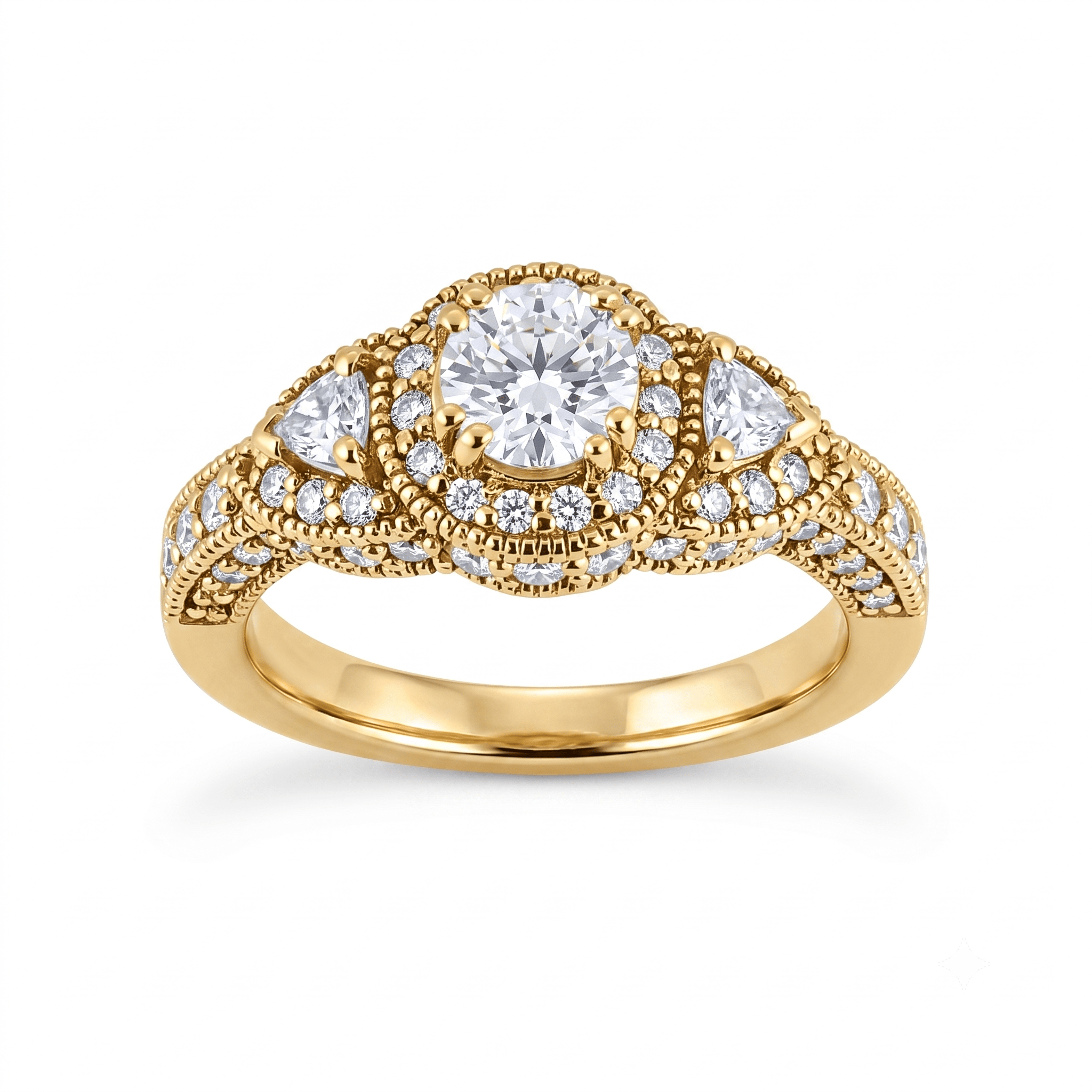 1 to 5 Carat Round Lab Grown Diamond Halo Engagement Ring in 14K Gold - ENR7782