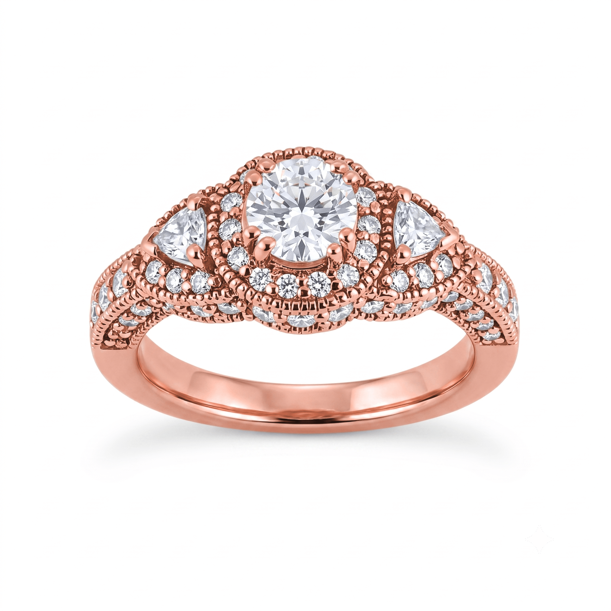 1 to 5 Carat Round Lab Grown Diamond Halo Engagement Ring in 14K Gold - ENR7782