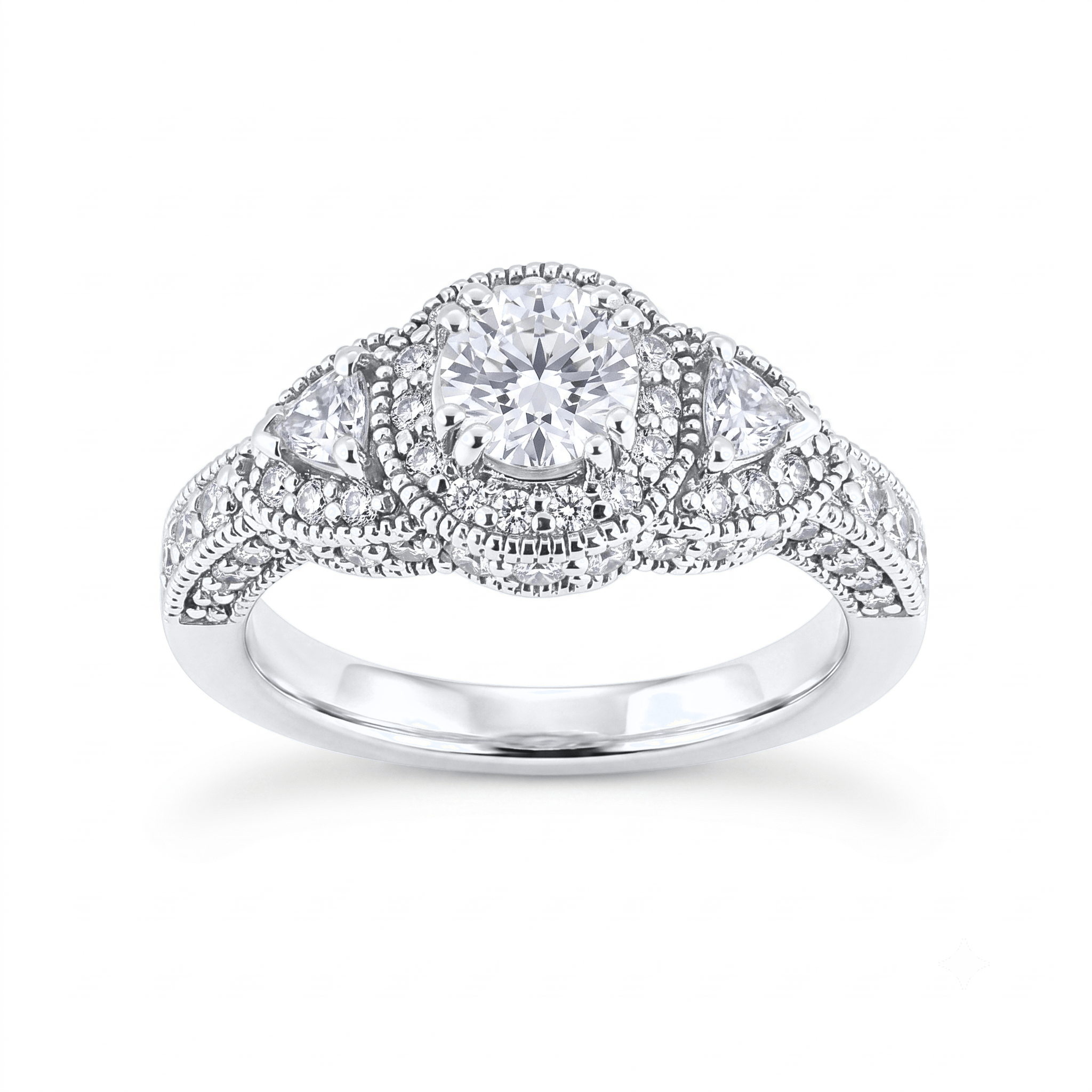 1 to 5 Carat Round Lab Grown Diamond Halo Engagement Ring in 14K Gold - ENR7782