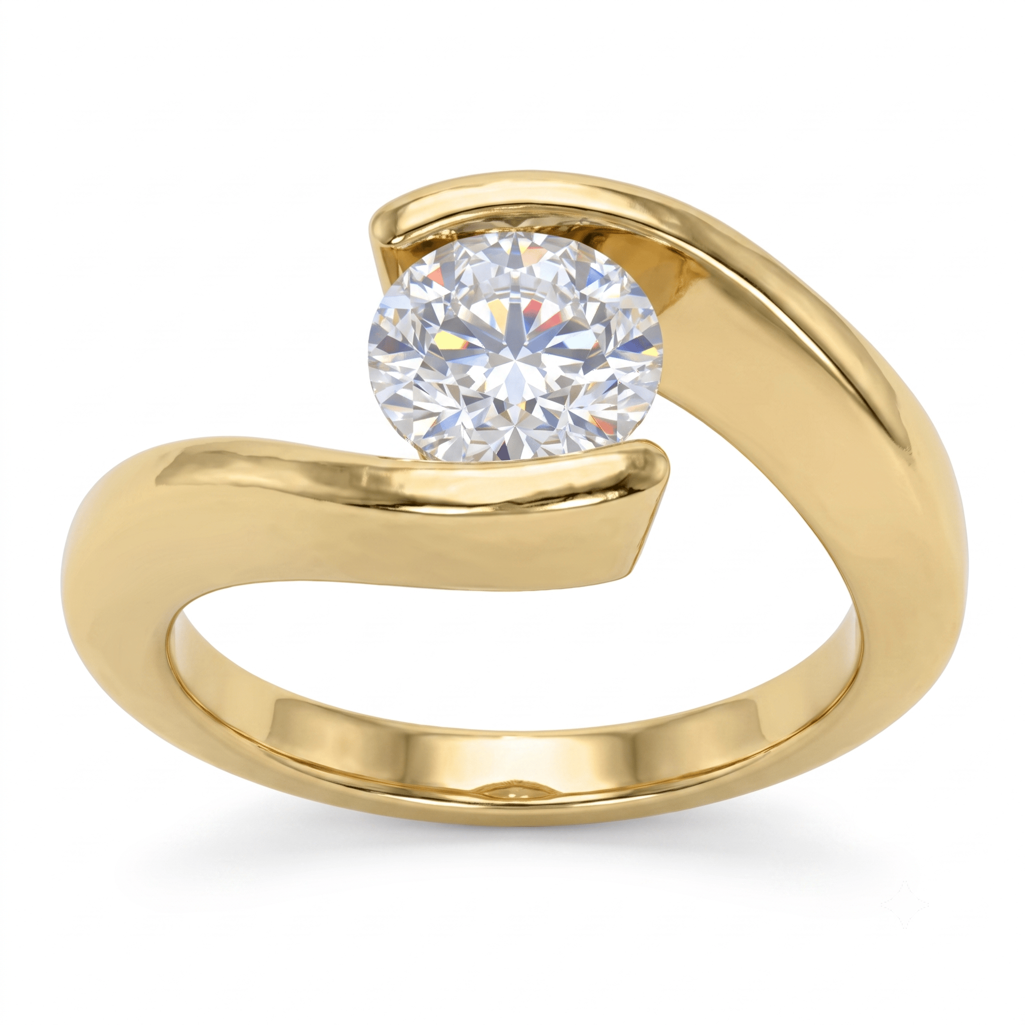 1 to 5 Carat Round Lab Grown Diamond Solitaire Engagement Ring in 14K Gold - ENR7806