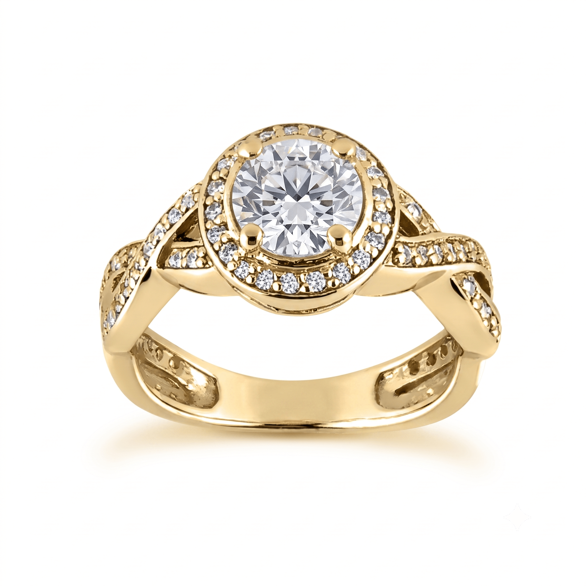 1 to 5 Carat Round Lab Grown Diamond Halo Engagement Ring in 14K Gold - ENR8660