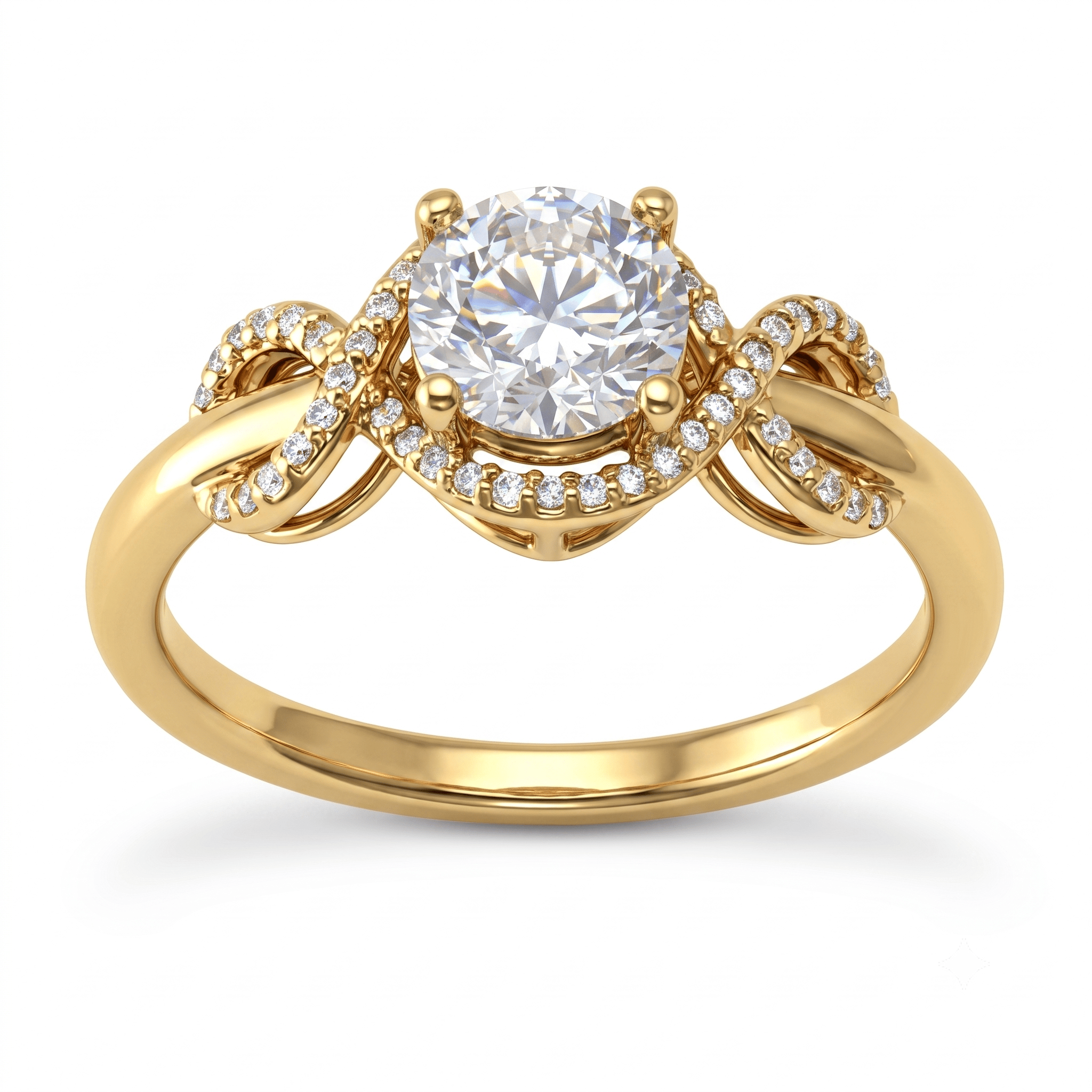 1 to 5 Carat Round Lab Grown Diamond Halo Engagement Ring in 14K Gold - ENR916450