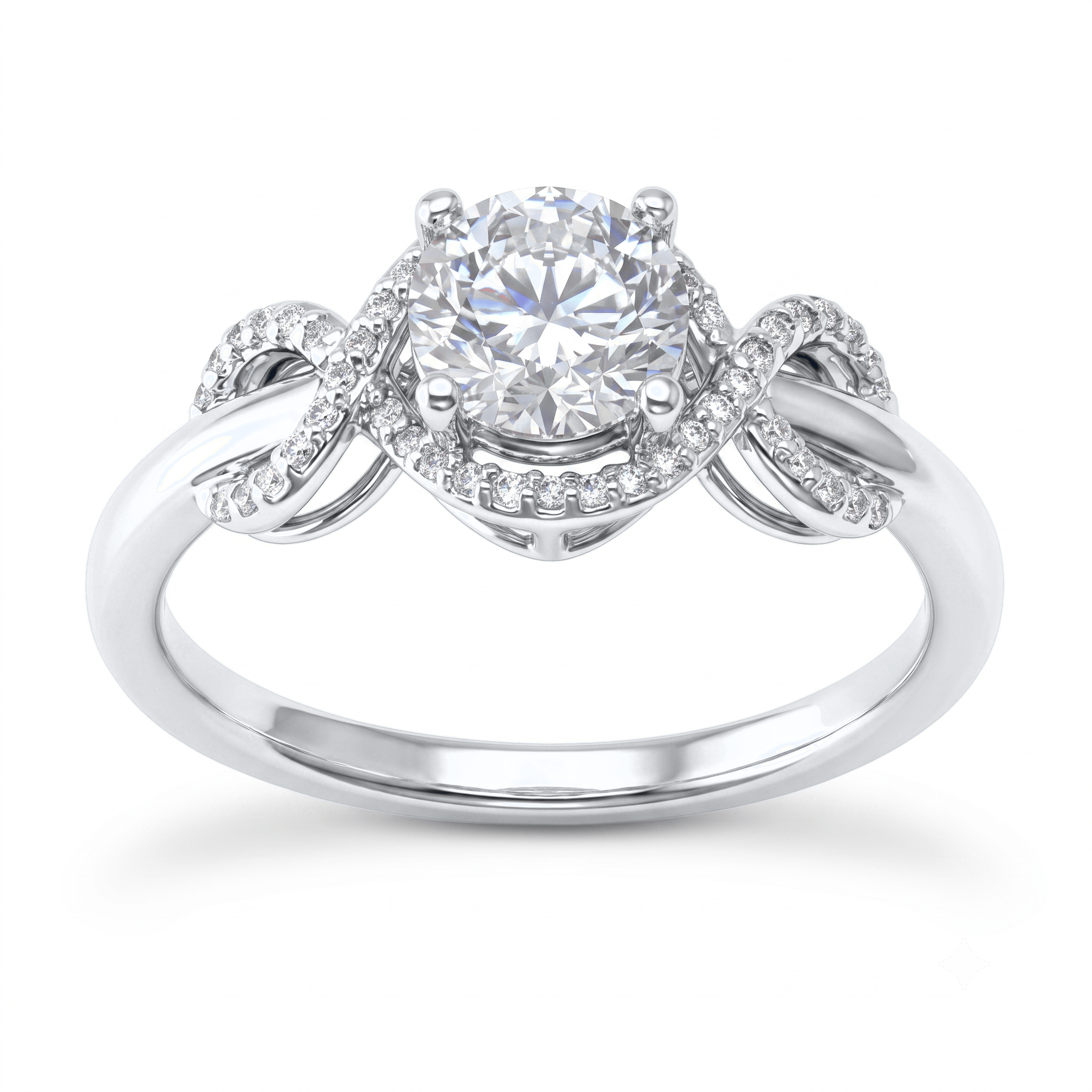 1 to 5 Carat Round Lab Grown Diamond Halo Engagement Ring in 14K Gold - ENR916450