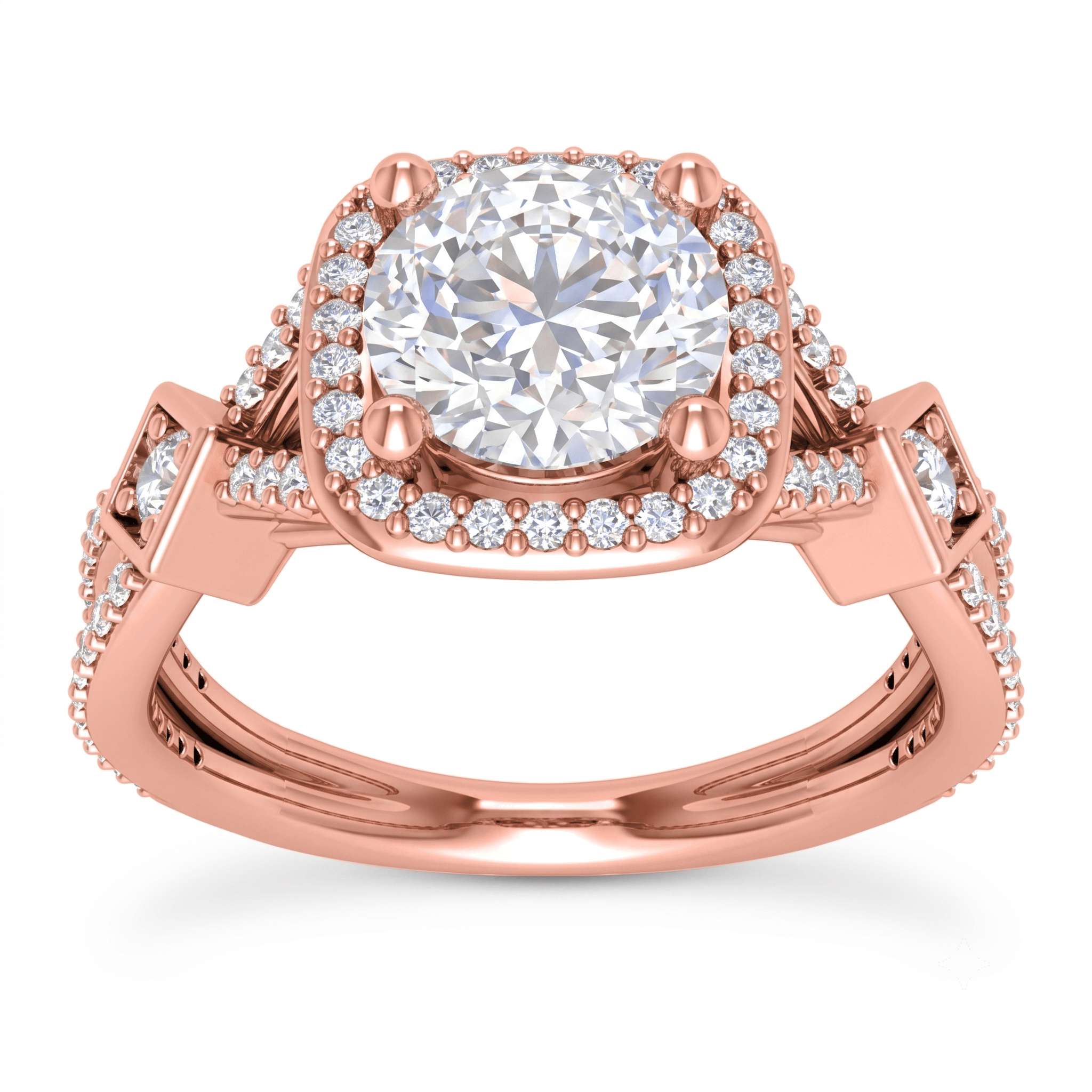 1 to 5 Carat Round Lab Grown Diamond Halo Engagement Ring in 14K Gold - ENR91791
