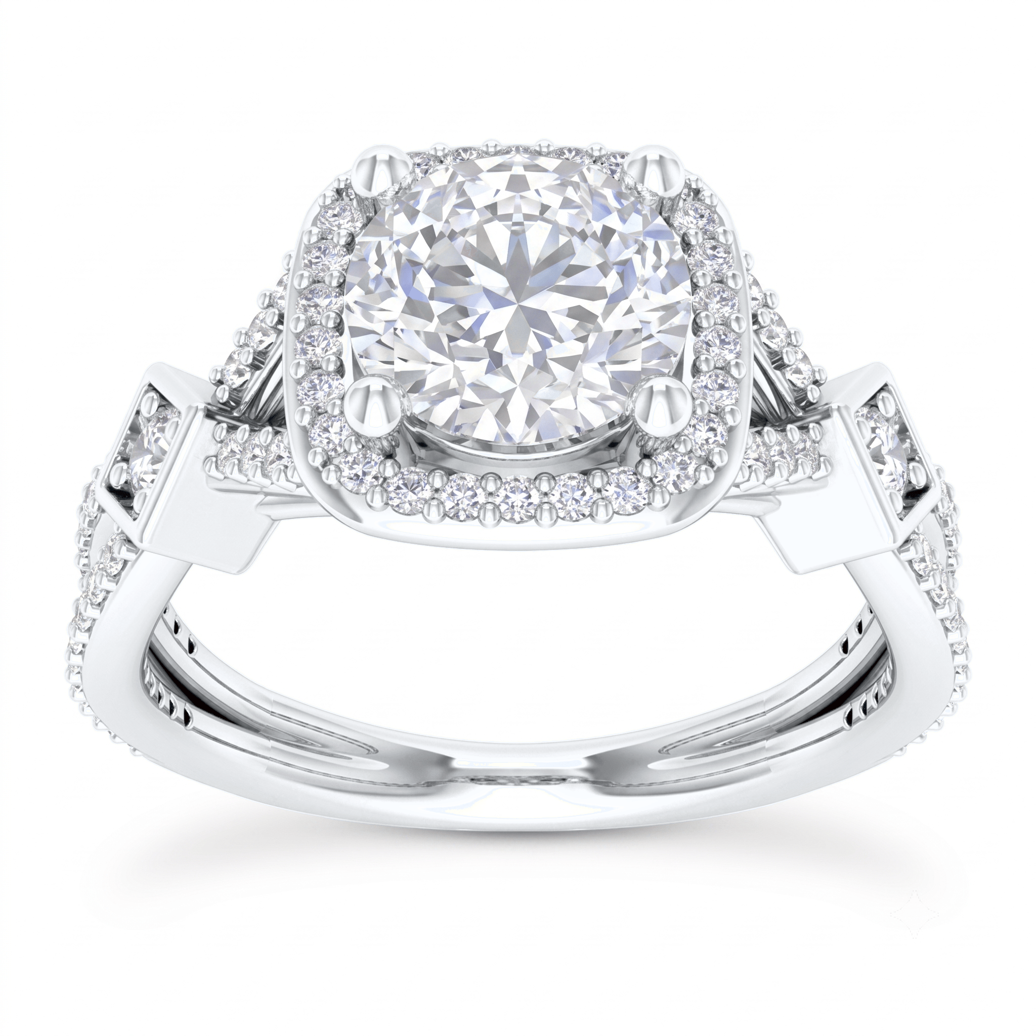 1 to 5 Carat Round Lab Grown Diamond Halo Engagement Ring in 14K Gold - ENR91791