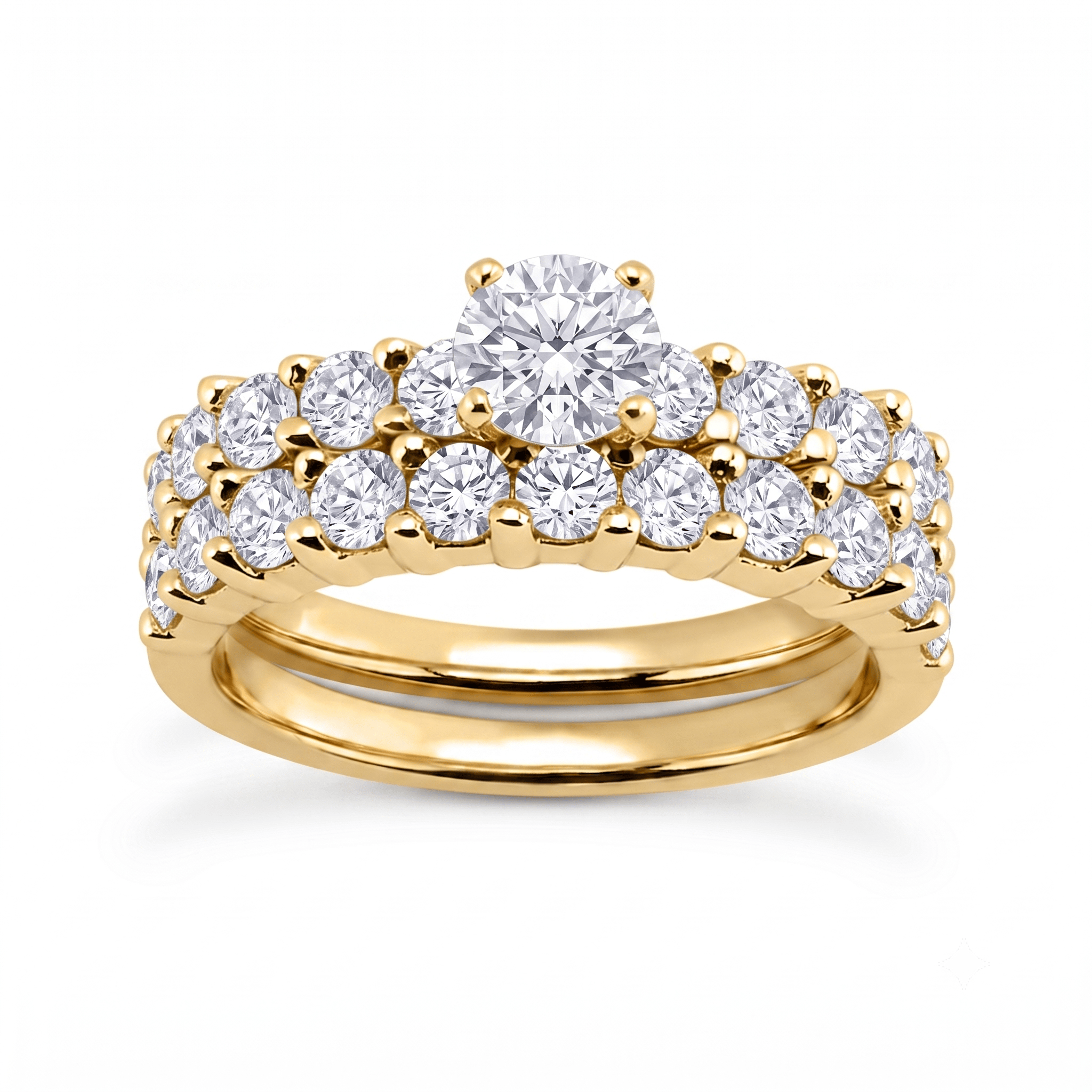 1 to 5 Carat Round Lab Grown Diamond Bridal Set in 14K Gold - ENS1308