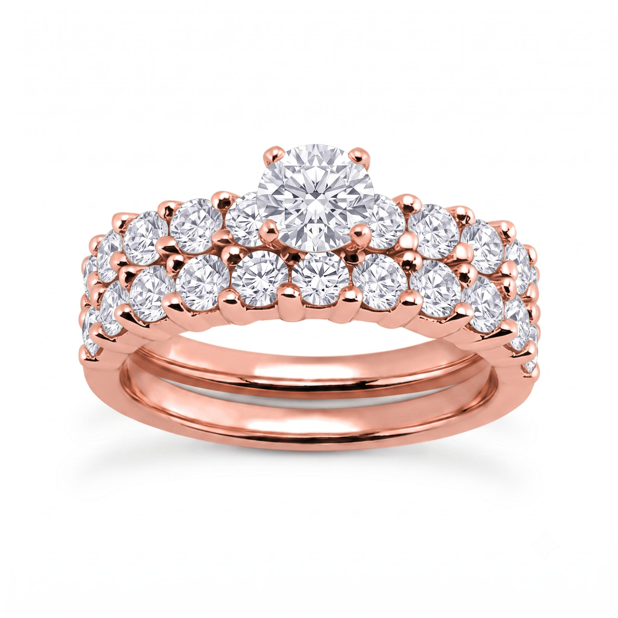 1 to 5 Carat Round Lab Grown Diamond Bridal Set in 14K Gold - ENS1308