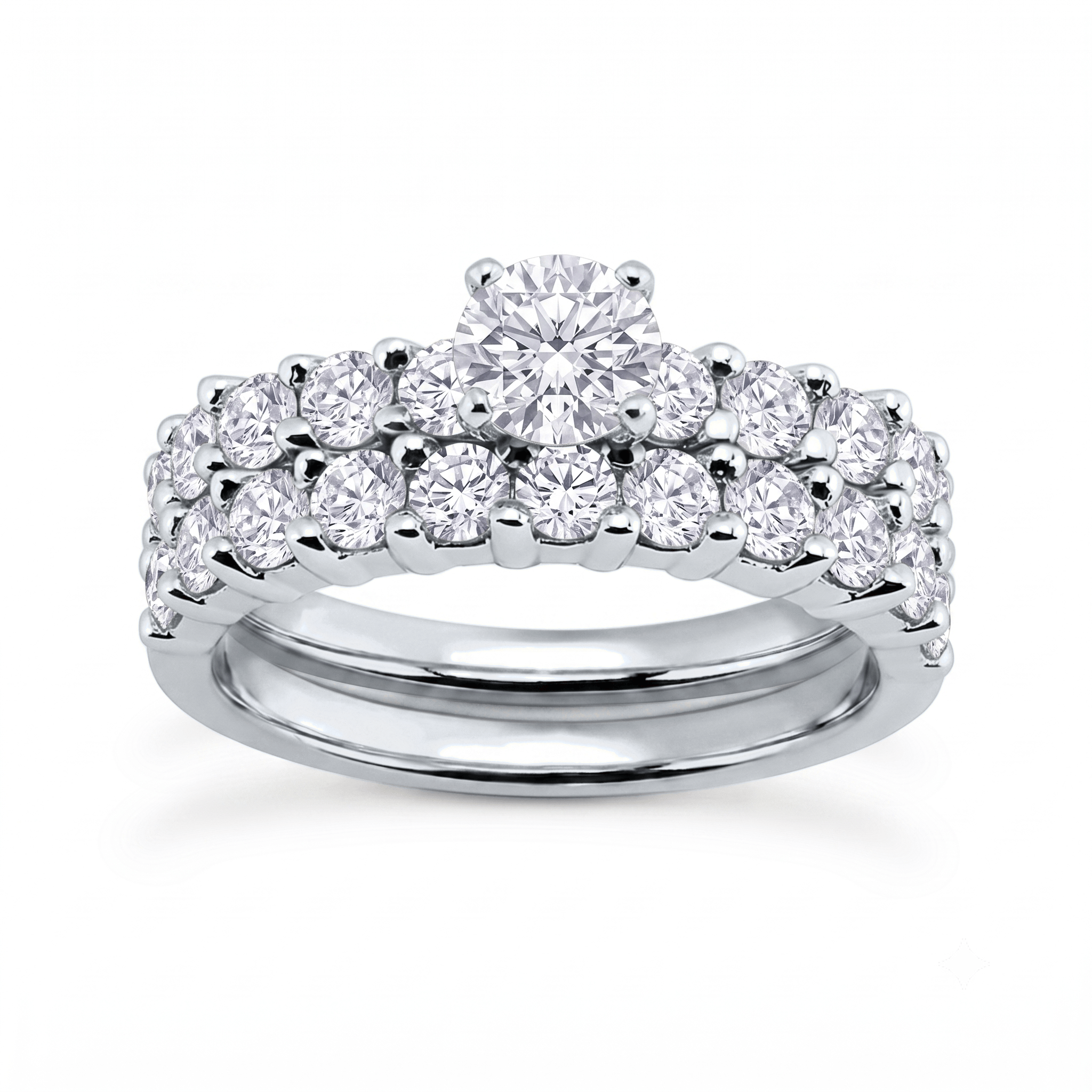 1 to 5 Carat Round Lab Grown Diamond Bridal Set in 14K Gold - ENS1308