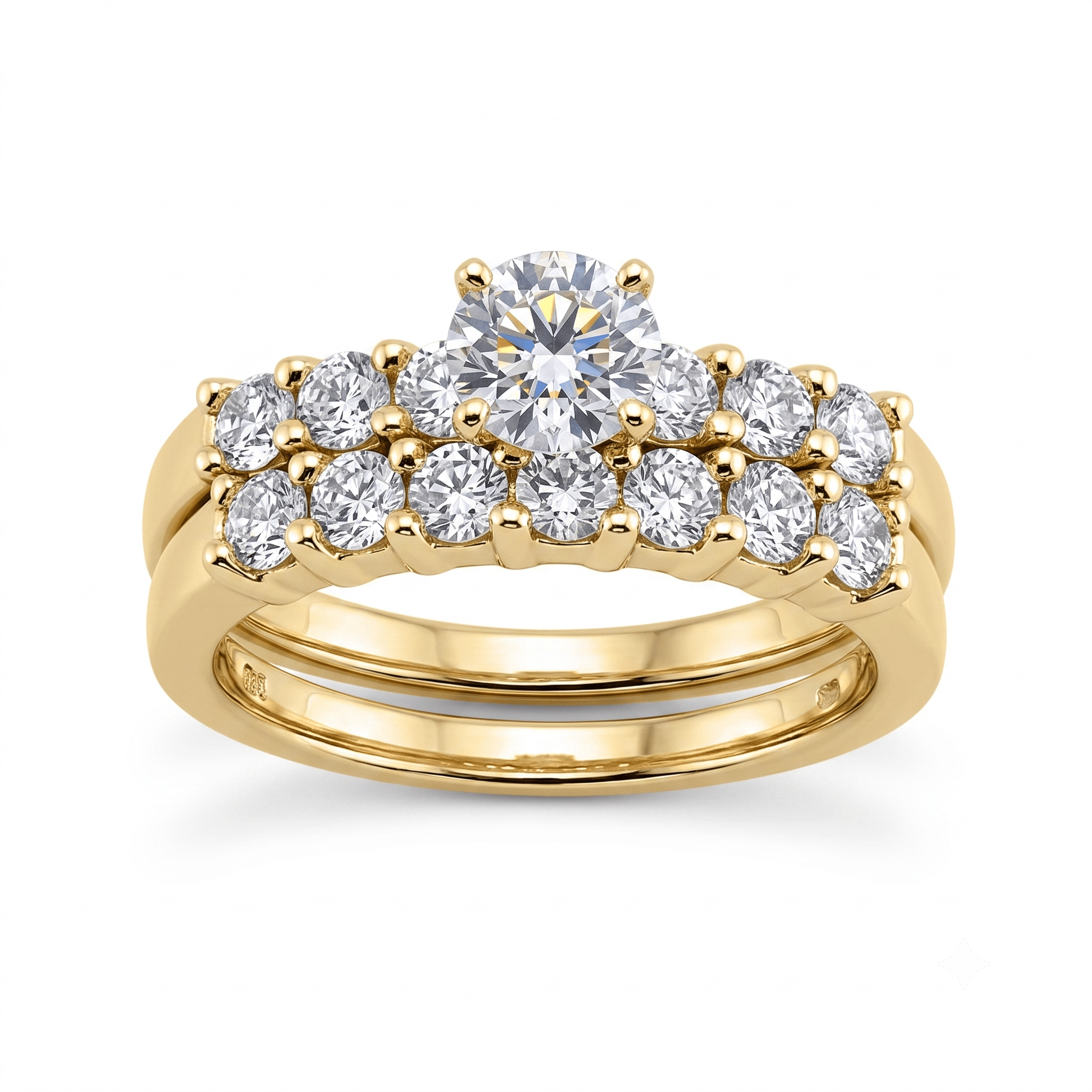 1 to 5 Carat Round Lab Grown Diamond Bridal Set in 14K Gold - ENS1474