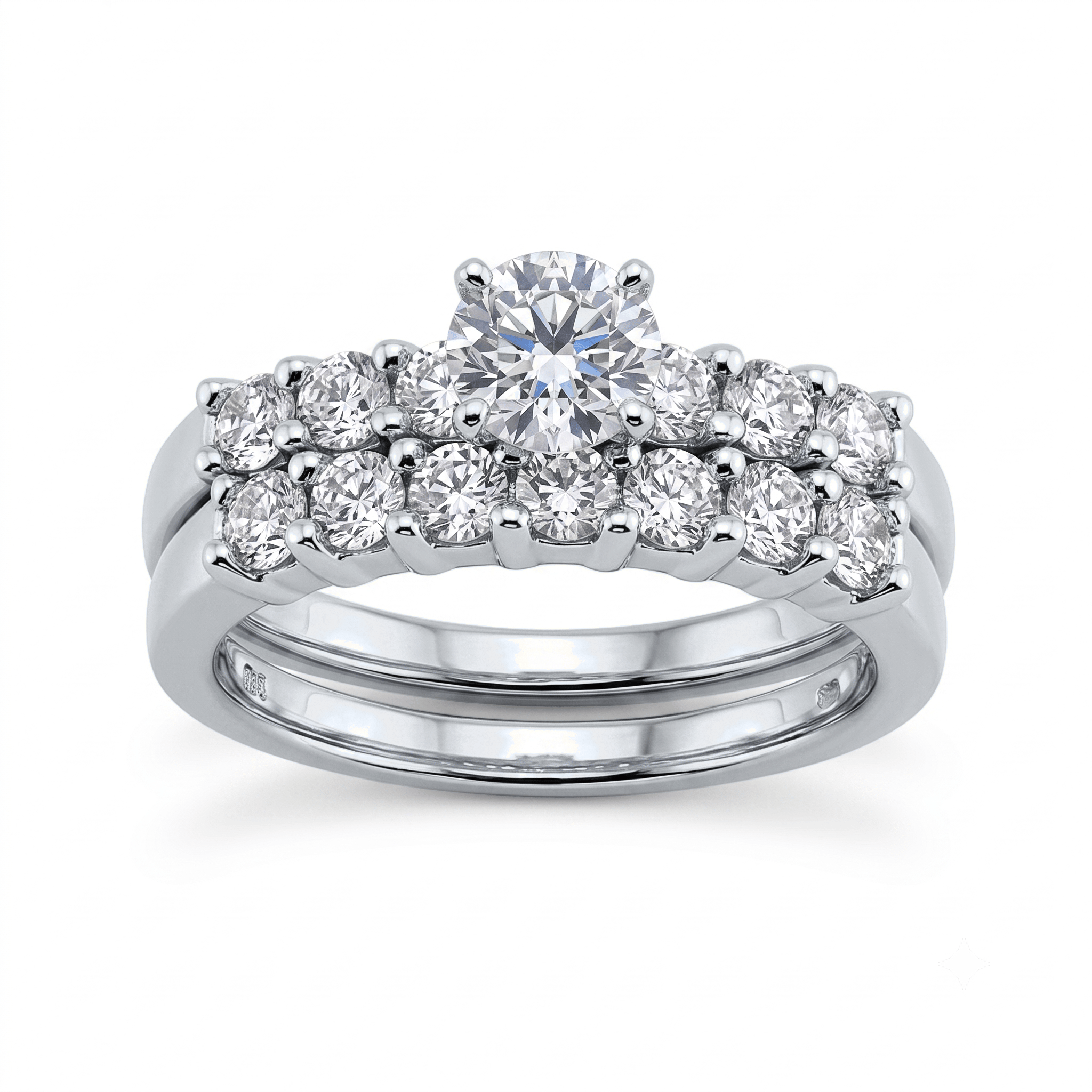 1 to 5 Carat Round Lab Grown Diamond Bridal Set in 14K Gold - ENS1474