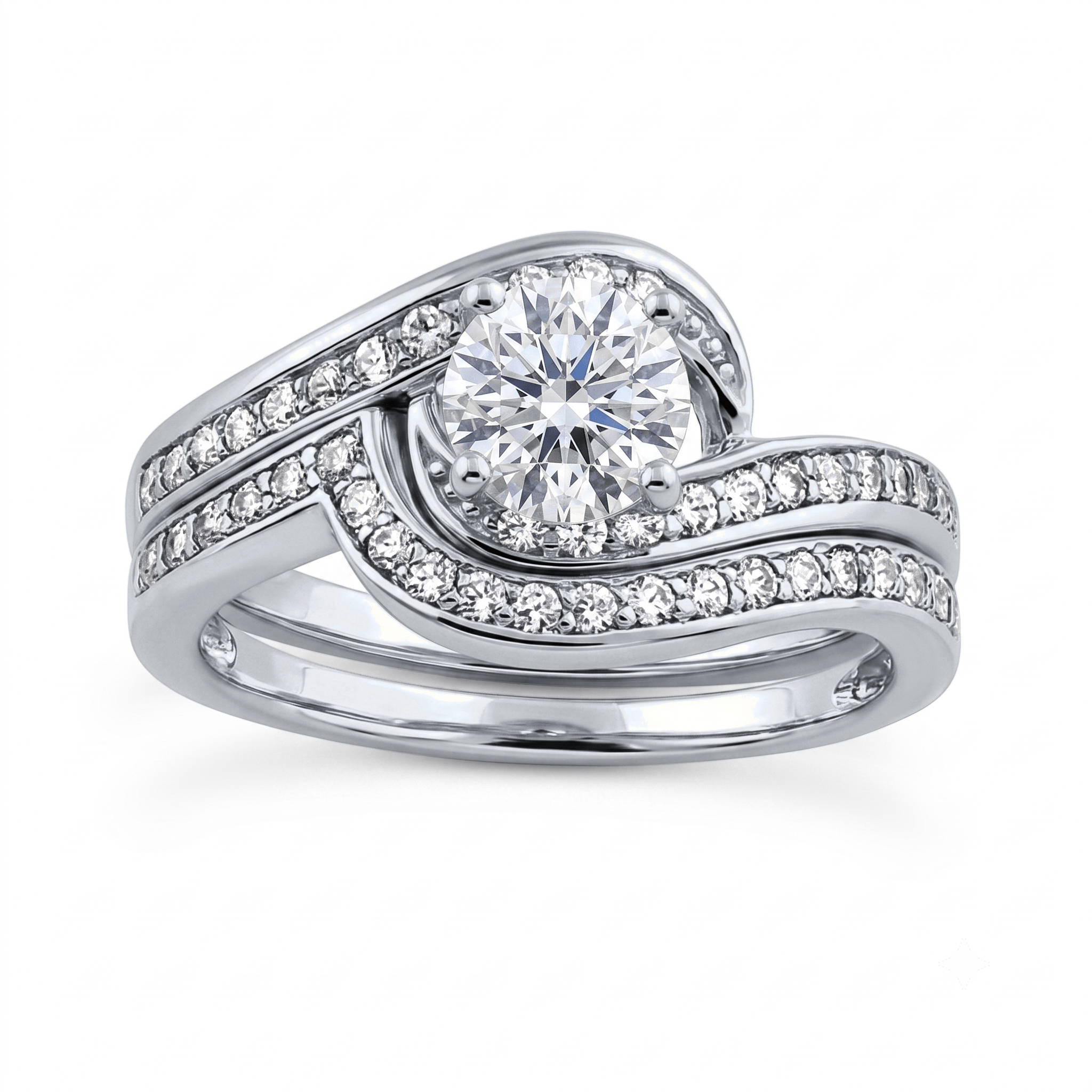 1 to 5 Carat Round Lab Grown Diamond Solitaire Bridal Set in 14K Gold - ENS3006
