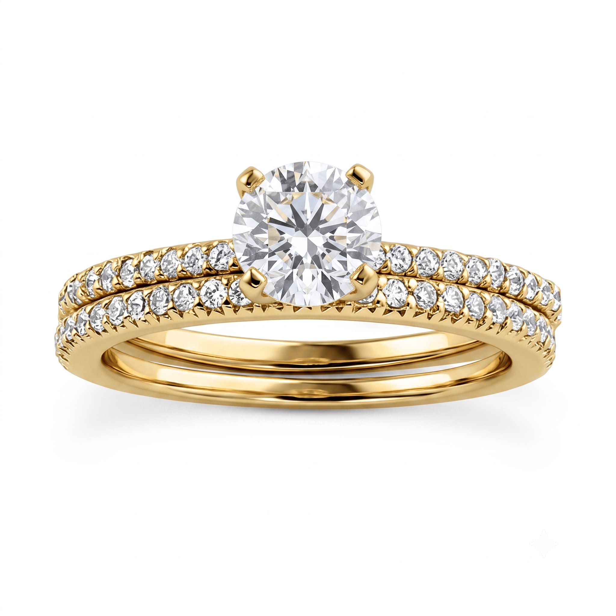 1 to 5 Carat Round Lab Grown Diamond Solitaire Bridal Set in 14K Gold - ENS3009