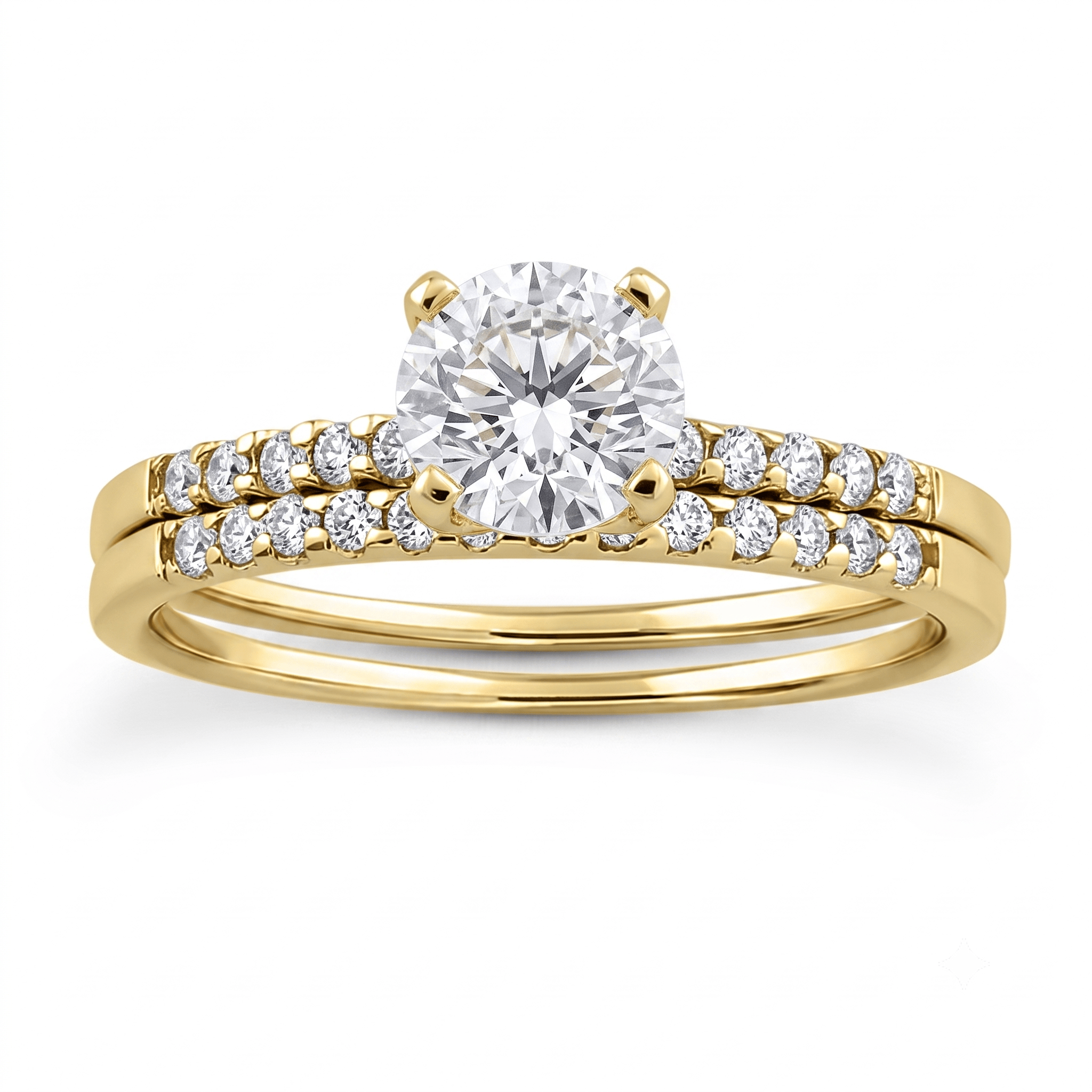 1 to 5 Carat Round Lab Grown Diamond Solitaire Bridal Set in 14K Gold - ENS3011
