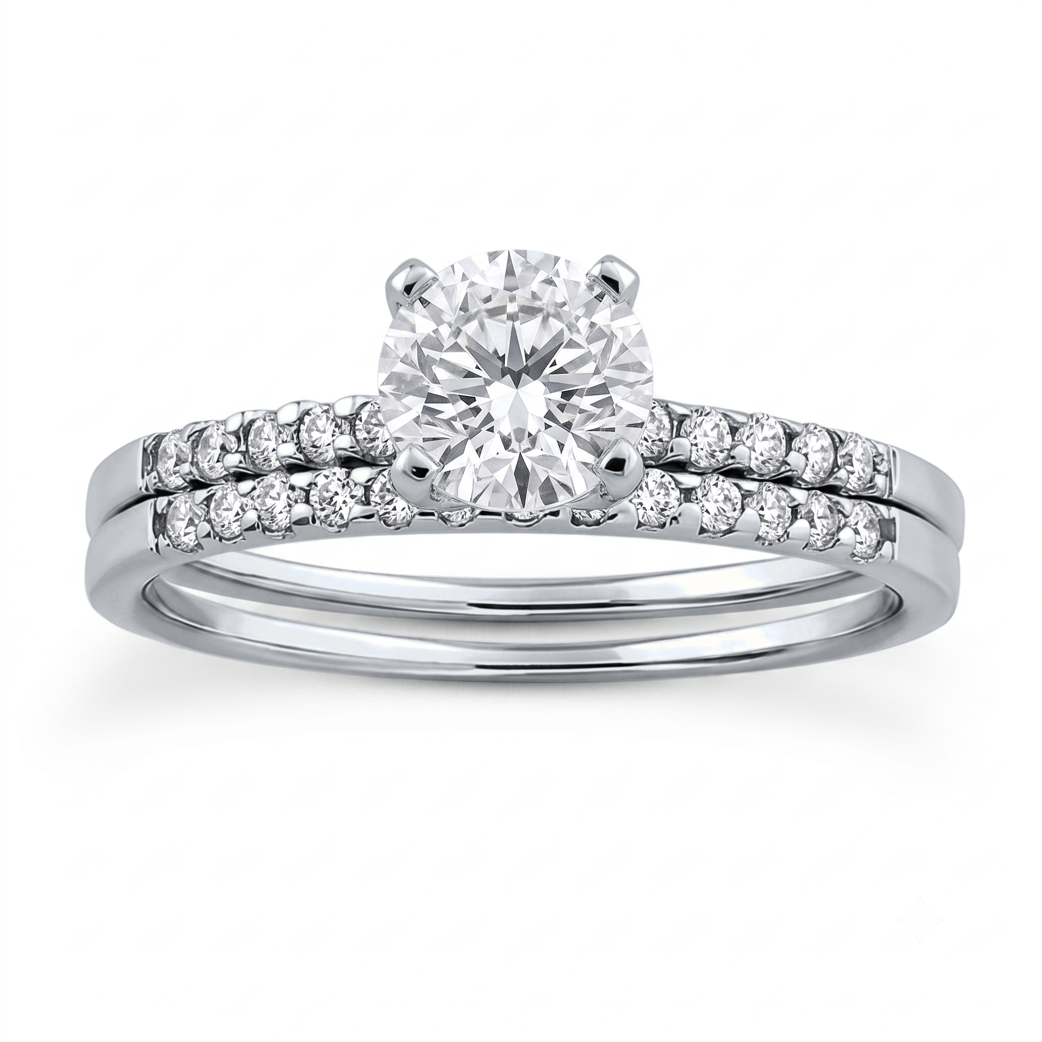 1 to 5 Carat Round Lab Grown Diamond Solitaire Bridal Set in 14K Gold - ENS3011