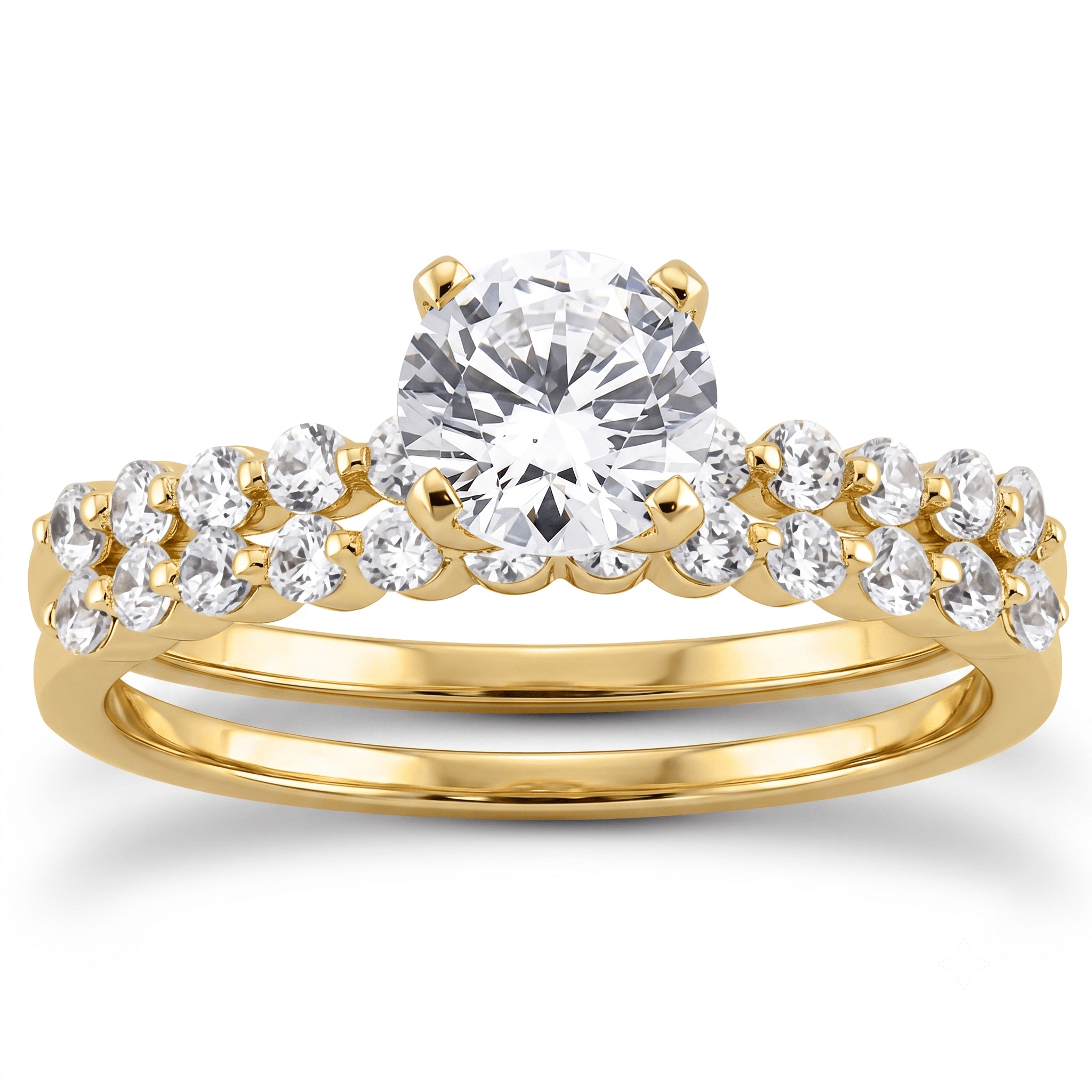 1 to 5 Carat Round Lab Grown Diamond Bridal Set in 14K Gold - ENS3023